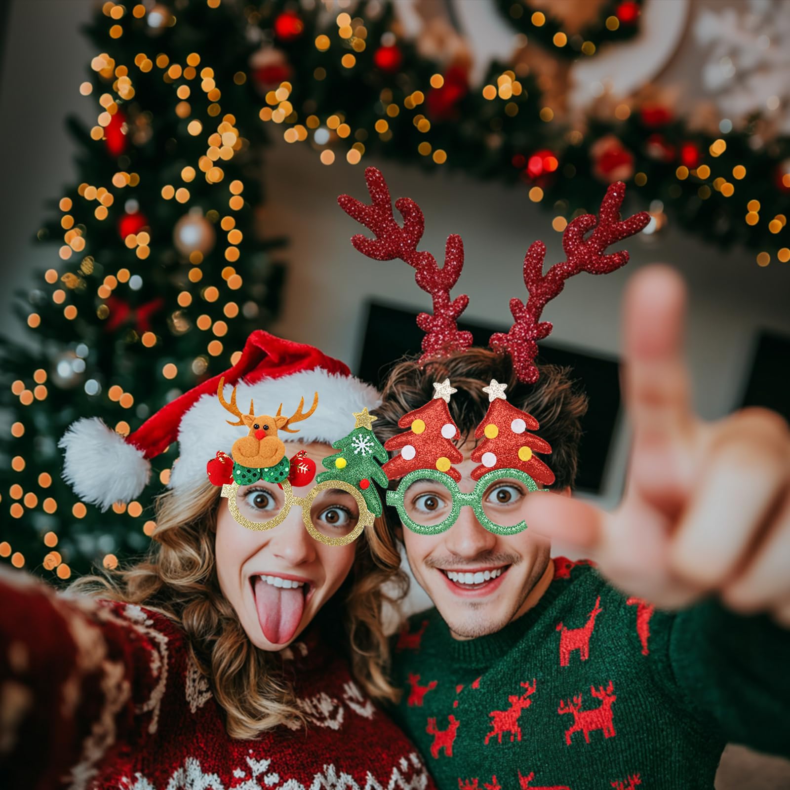 42PCS Christmas Glitter Party Glasses - Festive Holiday Eyewear for Xmas Parties, Photo Booth Props, Costume Accessories & Holiday Decorations | Perfect for Christmas Celebrations, New Year's Eve, Office Parties & Family Gatherings