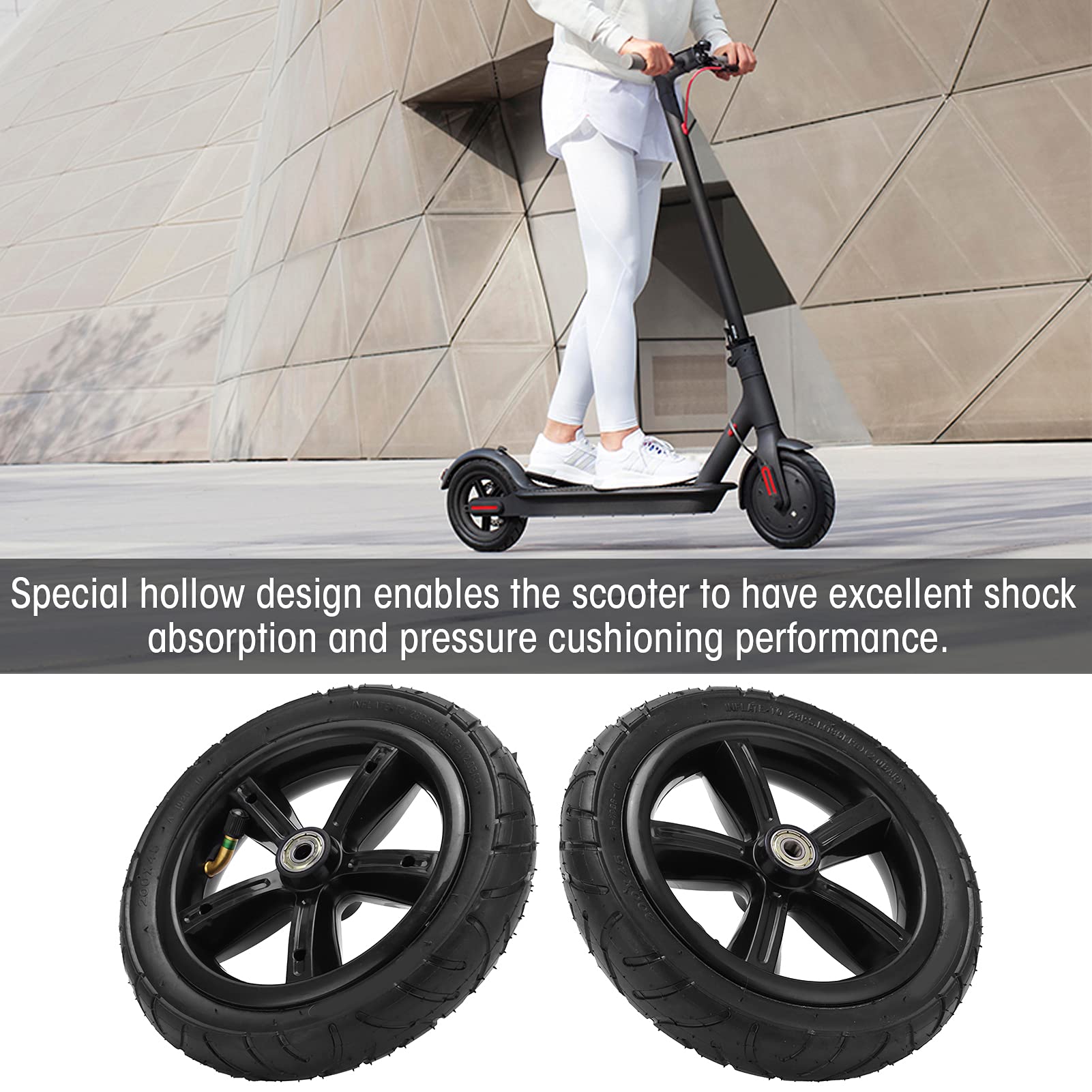 8 Inch Electric Scooter Tires and Tubes Set - 200x45 Universal Rubber Tires with Inner Tubes for Enhanced Shock Absorption, Anti-Slip & Wear Resistance - Perfect for Commuting, Urban Travel & Off-Road Adventures