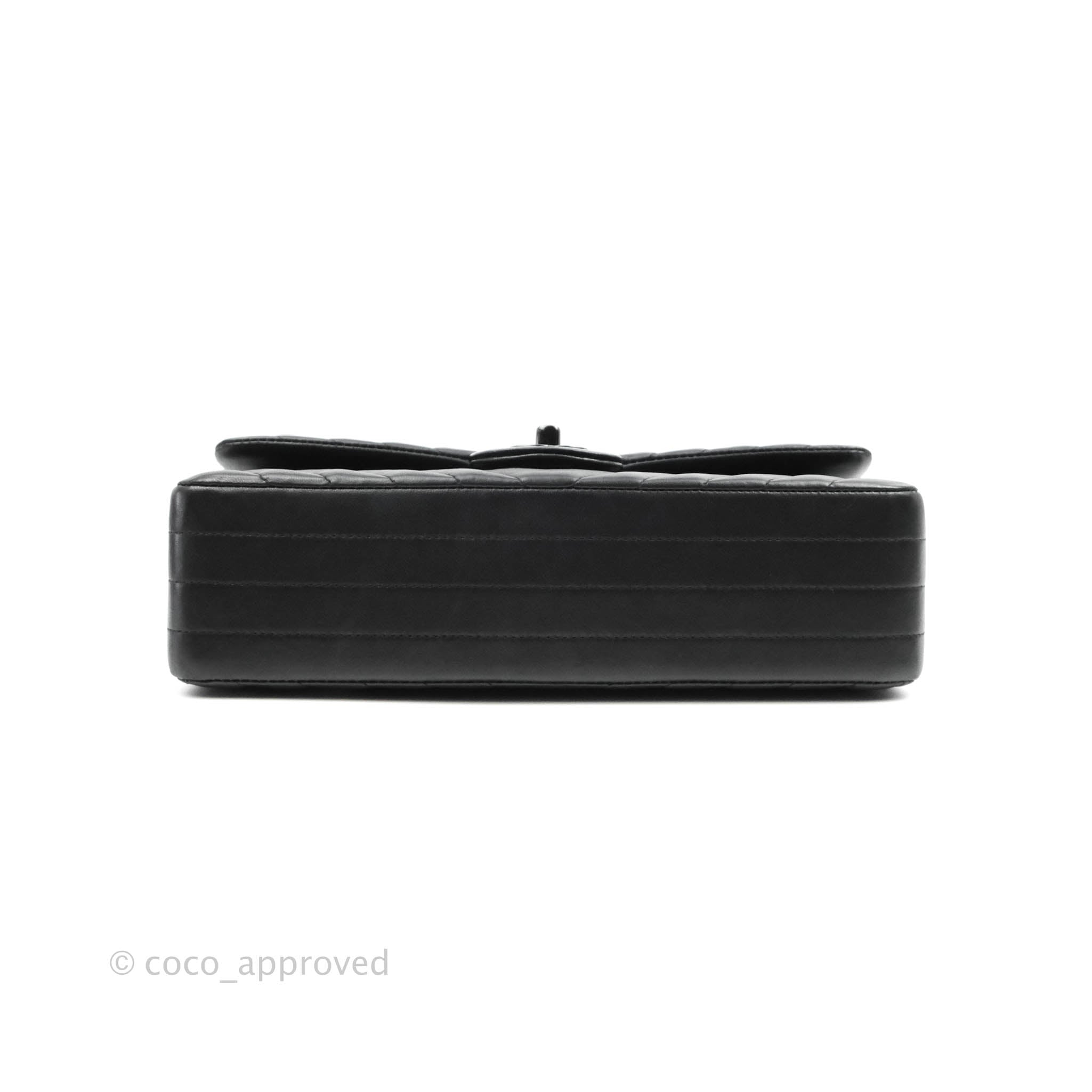 Chanel Classic Chevron M/L Medium Double Flap So Black Lambskin Bag - Luxury Designer Handbag for Women, Perfect for Evening Events & Special Occasions