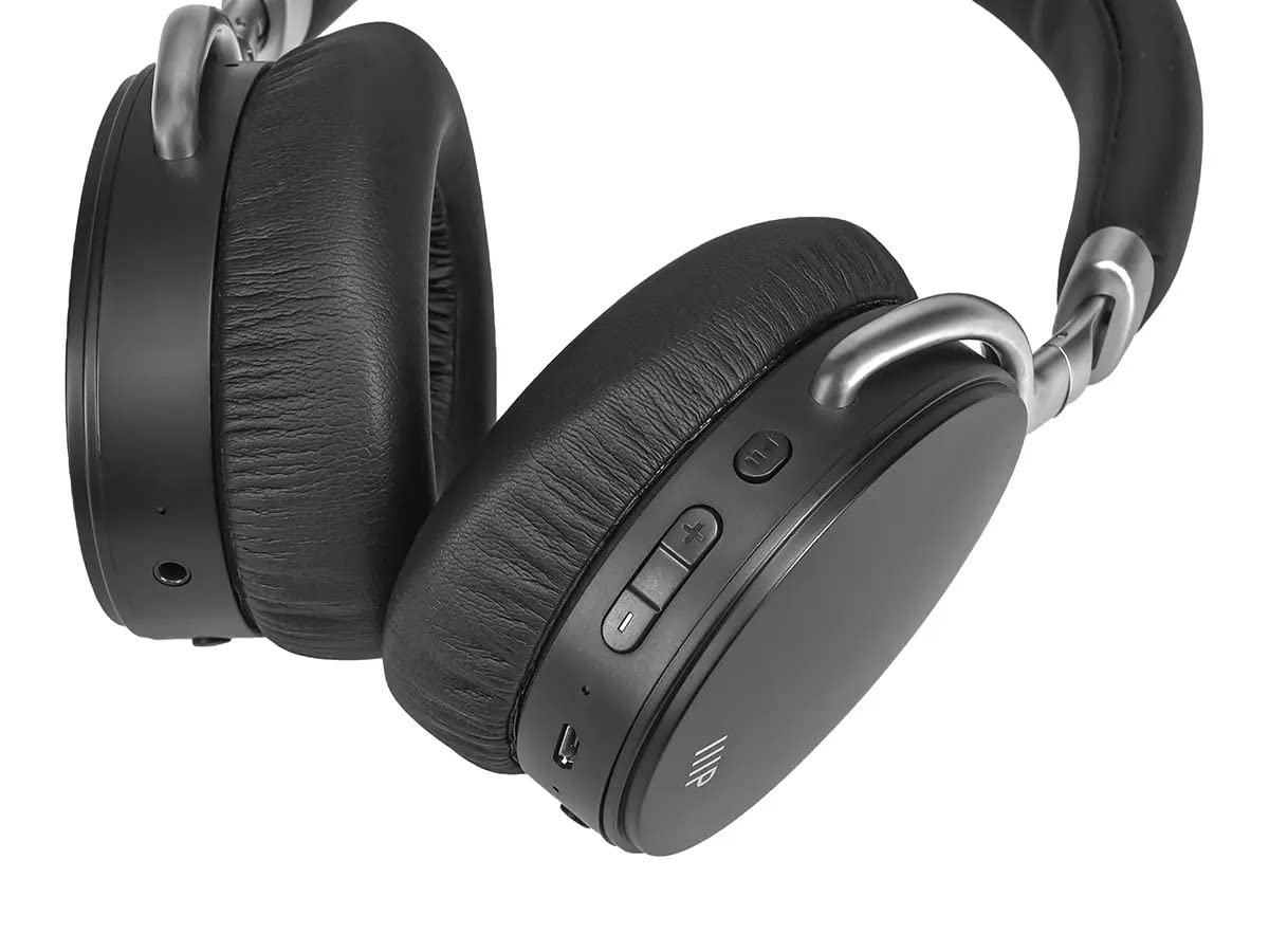 MonoPrice Bluetooth Headphones with Active Noise Cancelling - 20H Playback/Talk Time, AAC/SBC/aptX Audio - Wireless Over-Ear Headphones for Travel, Work & Gym (Black)