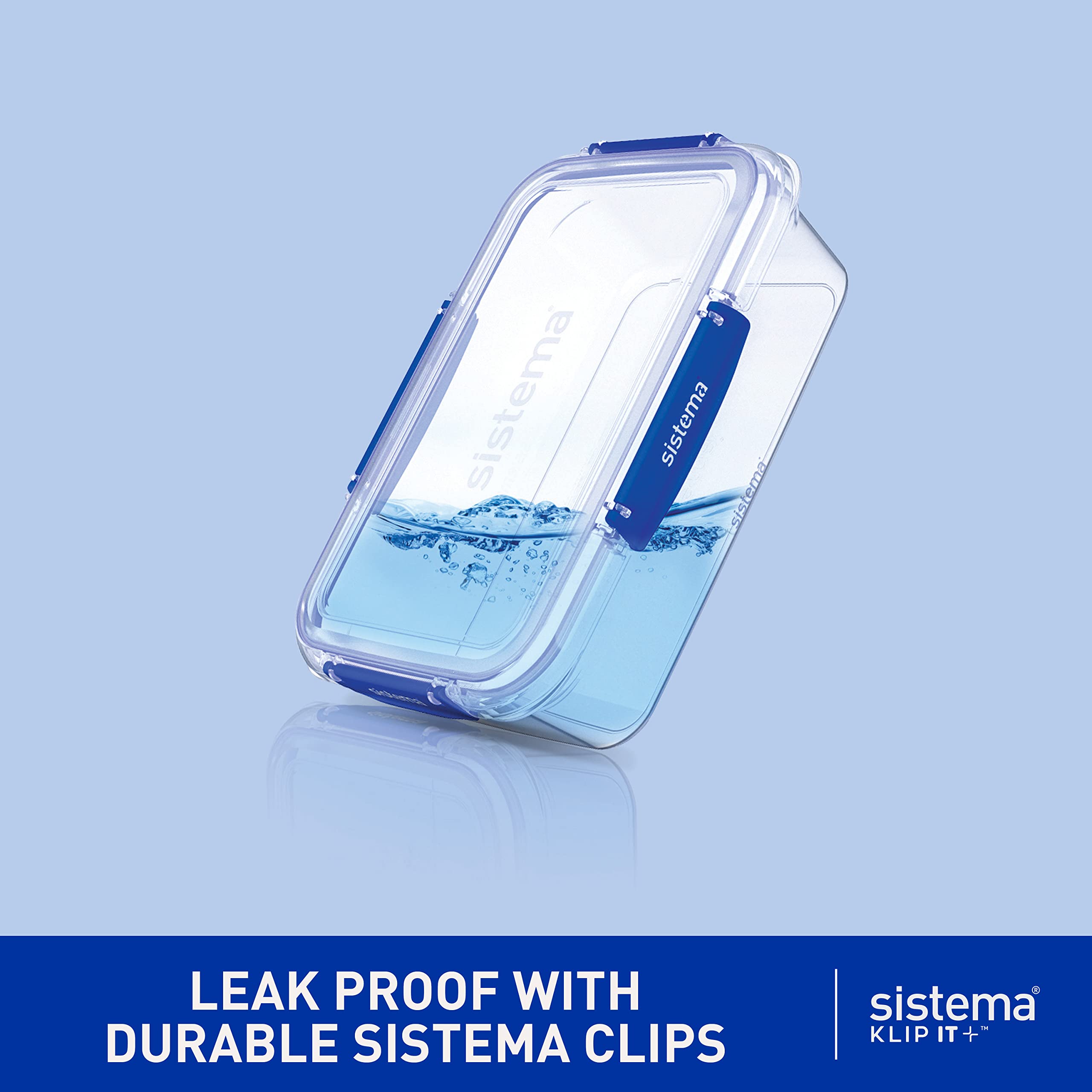 Sistema KLIP IT PLUS 3.35L Food Storage Containers Set of 3 | Leak-Proof, Stackable & Airtight Plastic Containers with Lids | BPA-Free Freezer & Fridge Safe | Blue Clips | Perfect for Meal Prep, Leftovers & Organizing Pantry Items
