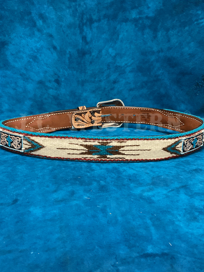 Men's Southwestern Turquoise Cross Belt - Genuine Wool, Tan - Perfect for Western Fashion & Cowboy Boots Accessories