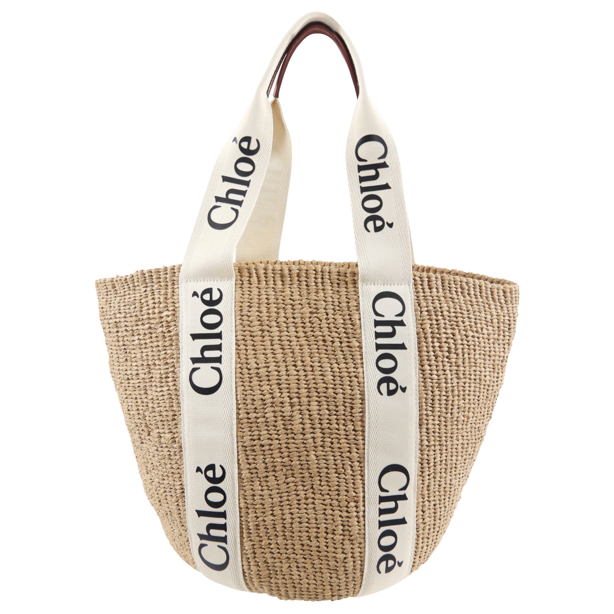 Chloe x Mifuko Edition Large Woody Basket Tote Bag - Handmade Woven Straw Beach Bag for Women, Perfect for Summer Vacations, Picnics, and Shopping