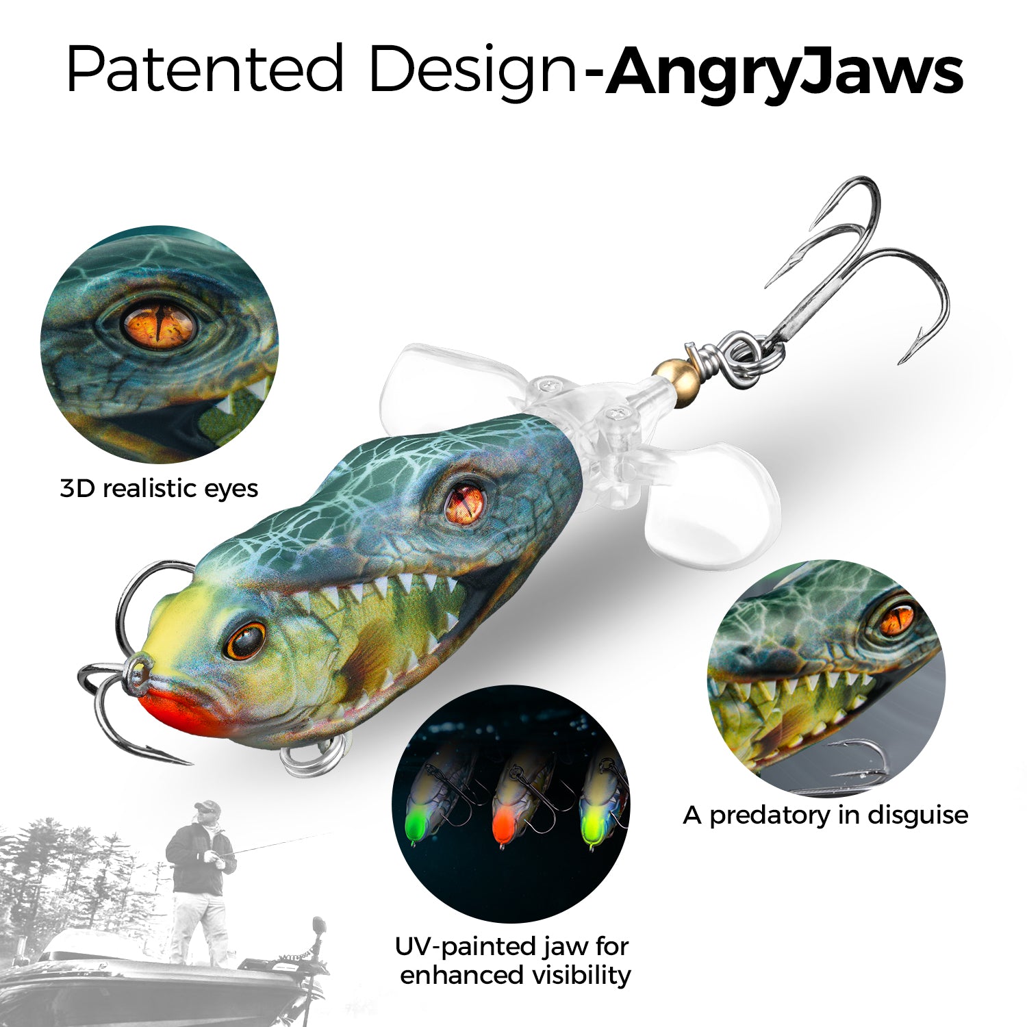 Top-Rated M1 Plopper Fishing Lure with Double Blades - Premium Bass & Pike Bait for Freshwater & Saltwater - Perfect for Topwater Fishing & Tournament Anglers