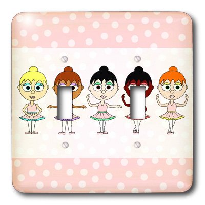 3dRose Little Ballerina Ballet Positions Double Toggle Switch - Decorative Wall Plate Cover for Bedroom, Nursery, or Dance Studio Decor