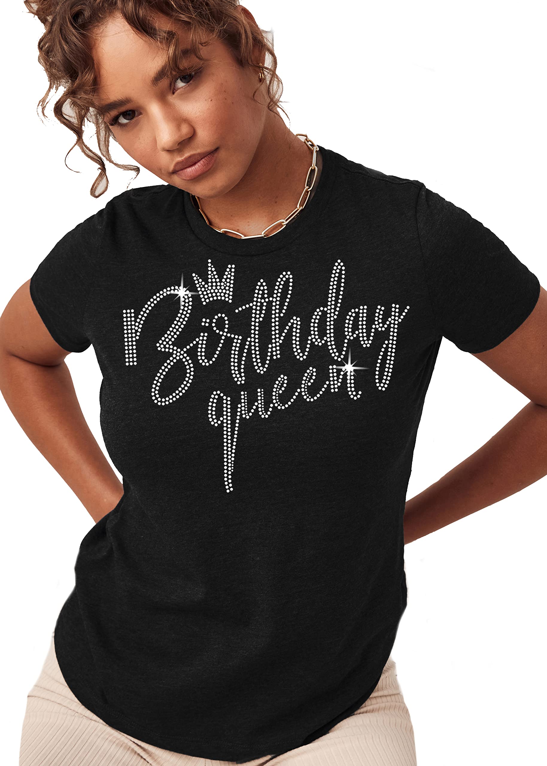 Sparkling Rhinestone Birthday Sash Shirts for Women - Elegant Birthday Queen & Squad T-Shirts - Perfect Birthday Gifts for Women | Great for Parties, Bachelorette & Girls Night Out