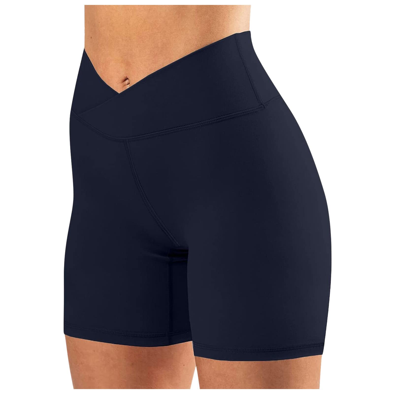 Women's High Waist Workout Shorts - Yoga, Running & Gym Athletic Shorts with Cross Waist Design | Perfect for Yoga, HIIT, Running & Fitness Training