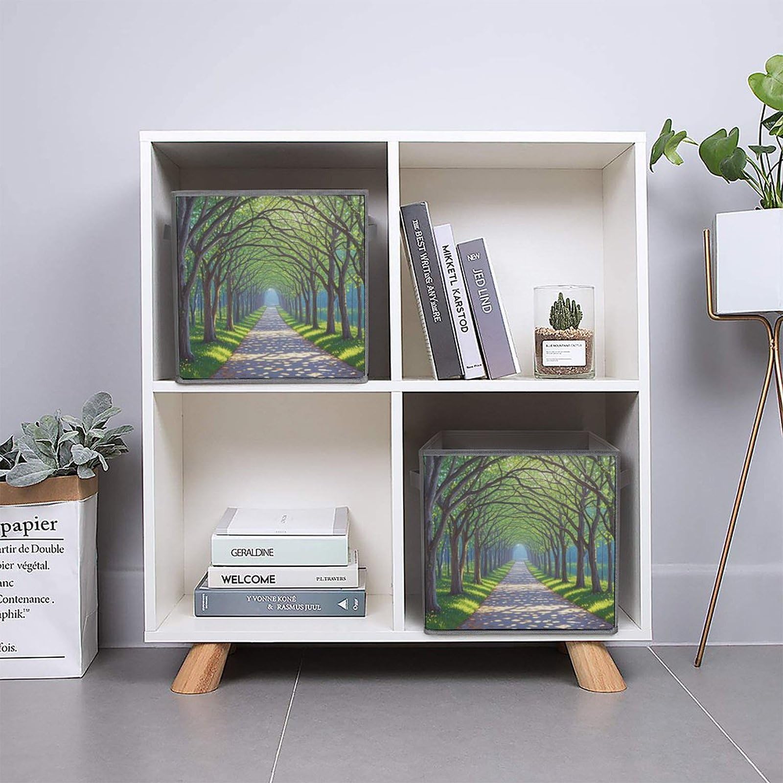 6PCS Foldable Storage Bins - Large Capacity Storage Boxes with Handles, Forest Oak Tree Printed Fabric Storage Cubes for Playroom, Office & Home Organization | Perfect for Toys, Books, Clothes & Household Items Storage