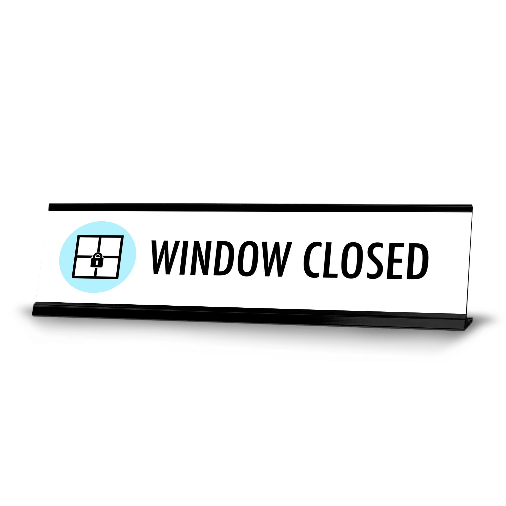 Black Frame Window Closed Desk Sign (2x8 Inches) - Perfect for Office Privacy, Meeting Room Notifications & Workspace Organization