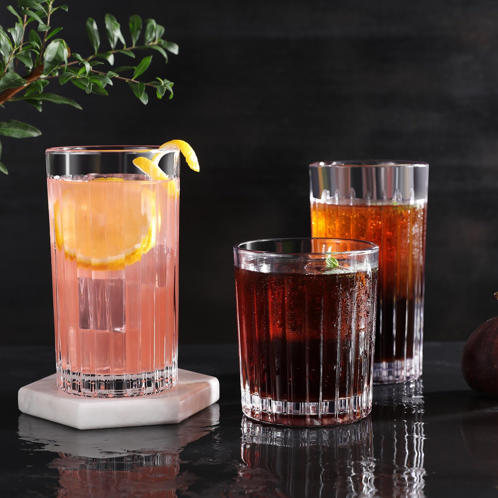 Premium 13.5oz Highball Glasses Set of 6 - Lead-Free Crystal Drinking Glasses for Water, Mojitos & Cocktails - Elegant Tall Barware for Home Entertaining & Restaurant Use