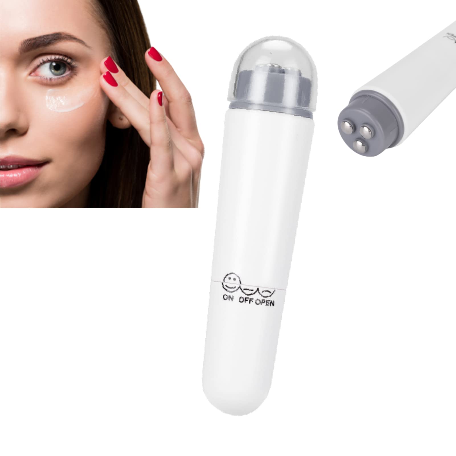 Electric Eye Massager for Dark Circles & Puffiness - Anti-Aging Facial Device with 4 Replaceable Heads | Relieve Eye Strain, Reduce Wrinkles | Perfect for Home Spa, Office Relaxation & Travel Self-Care