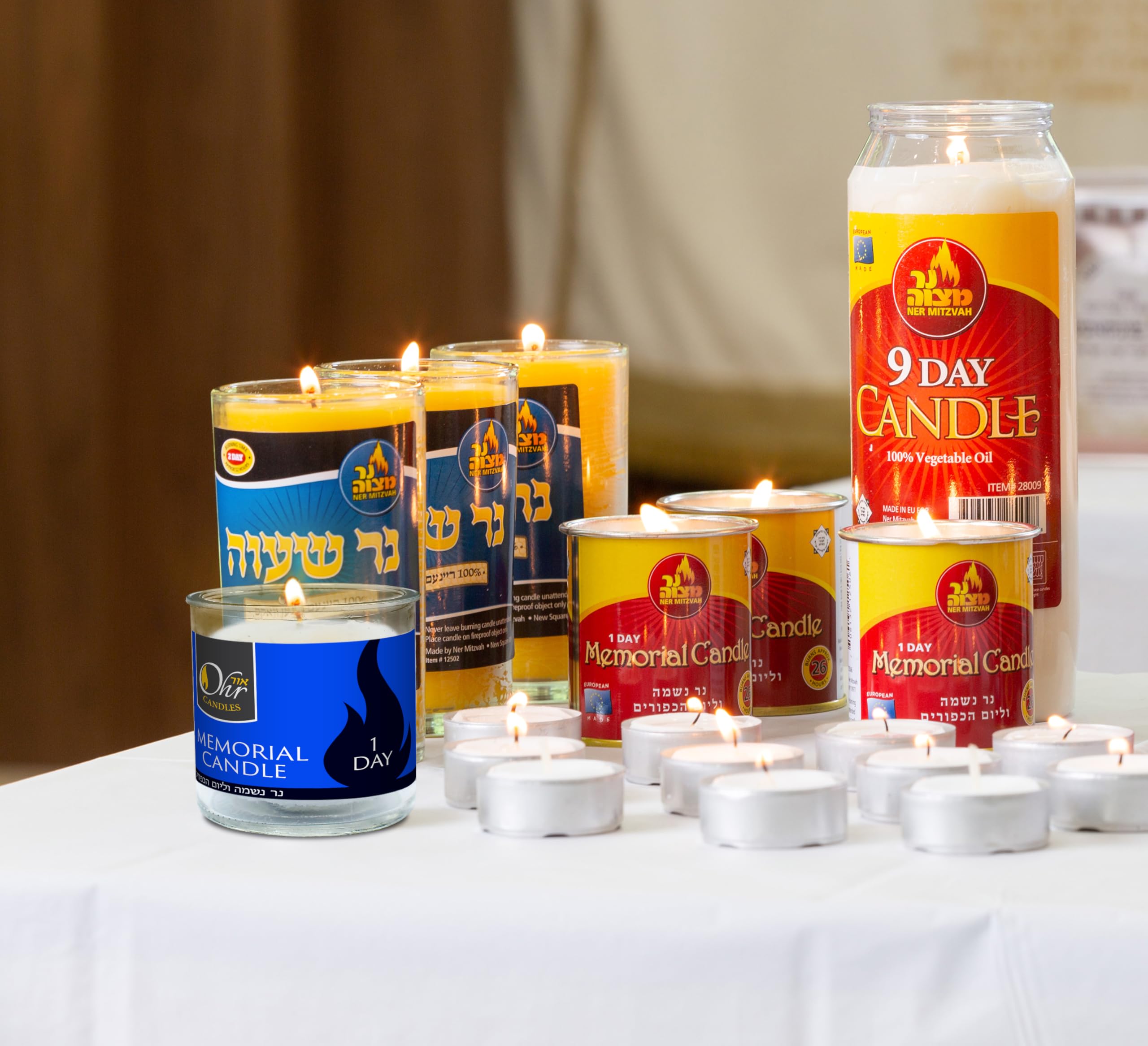 Ohr Candles 24-Hour Yahrzeit Memorial Candles - 6 Pack Glass Tumbler Jewish Candles for Yom Kippur, Shabbat & Remembrance Ceremonies - Long Burning Memorial Light for Synagogue & Home Use