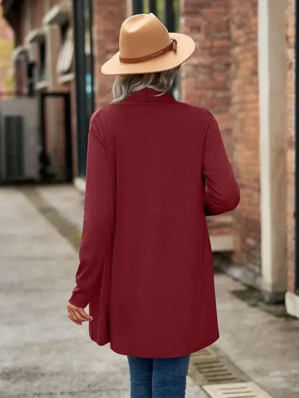Women's Solid Color Loose Fit Cardigan Sweater - Lightweight Knit Open Front Long Sleeve Cover Up for Casual Wear, Office, and Layering
