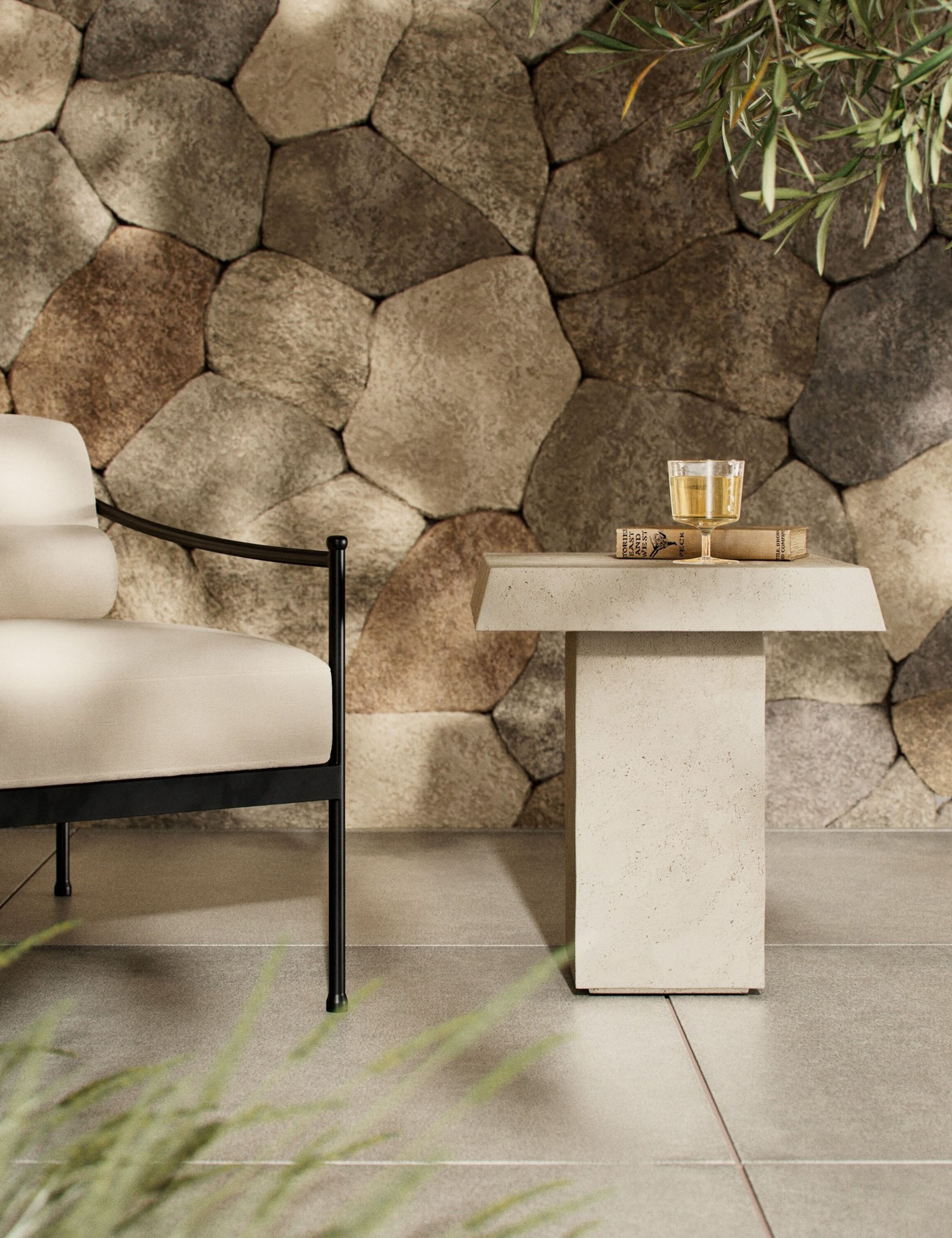 Avila Indoor Outdoor Side Table by Amber Lewis x Four Hands - Stylish End Table for Living Room, Patio, or Bedroom