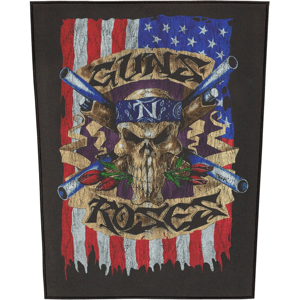 Guns N' Roses Flag Back Patch - Official Band Logo Iron-On Embroidered Denim Patch for Jackets, Vests & Bags - Perfect for Rock Fans & Concert Outfits