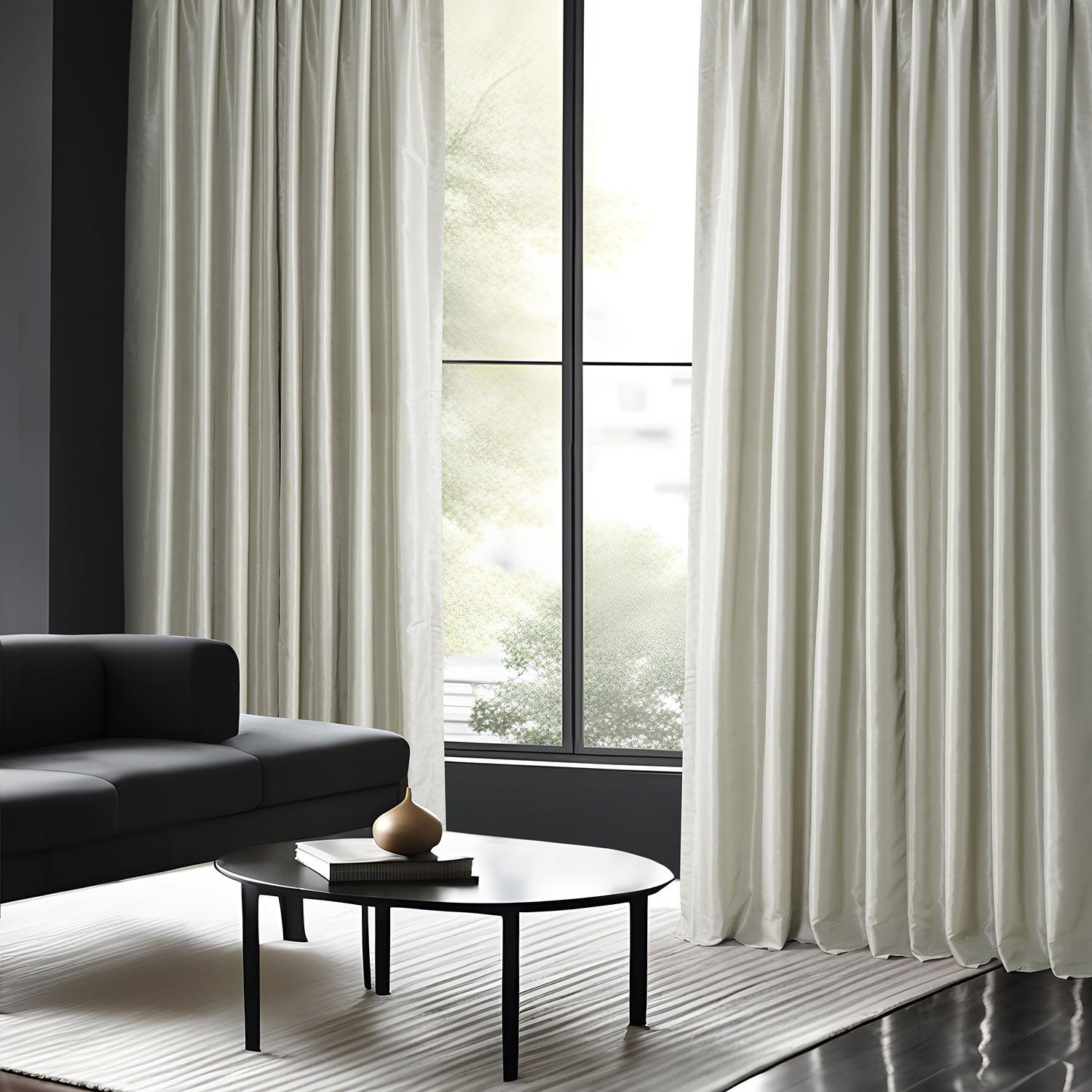 Vintage Textured Faux Dupioni Silk Curtains - Mist Greige Custom Window Drapes for Living Room, Bedroom & Home Decor