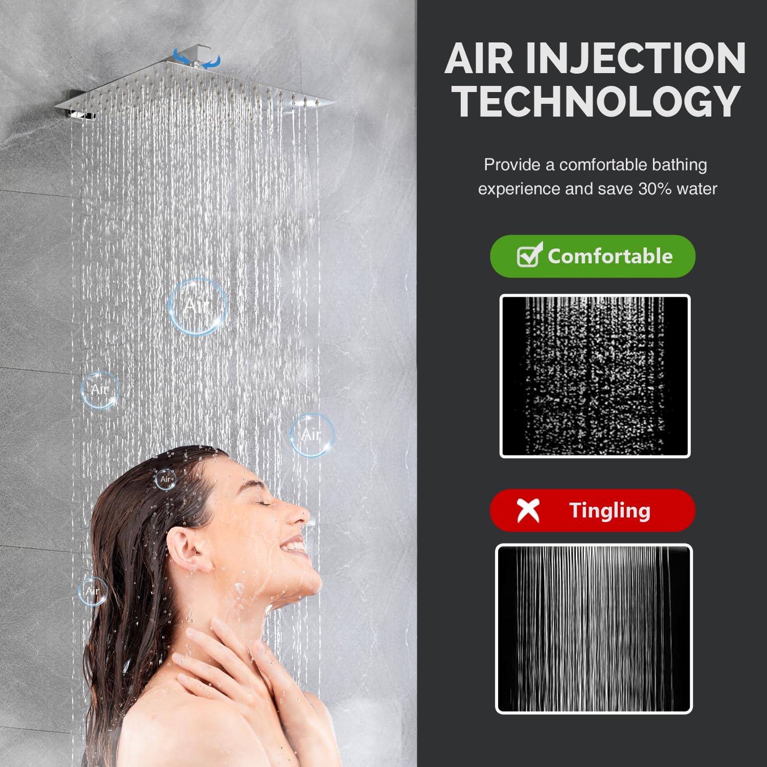 TONNY 12 Inch Chrome Rain Shower System - Complete Bathroom Square Shower Faucet Set with High Pressure Rainfall Shower Head, Handheld Combo & Wall Mounted Trim Kit (Includes Rough-in Valve) - Perfect for Modern Bathroom Renovation & Spa-Like Shower Experience