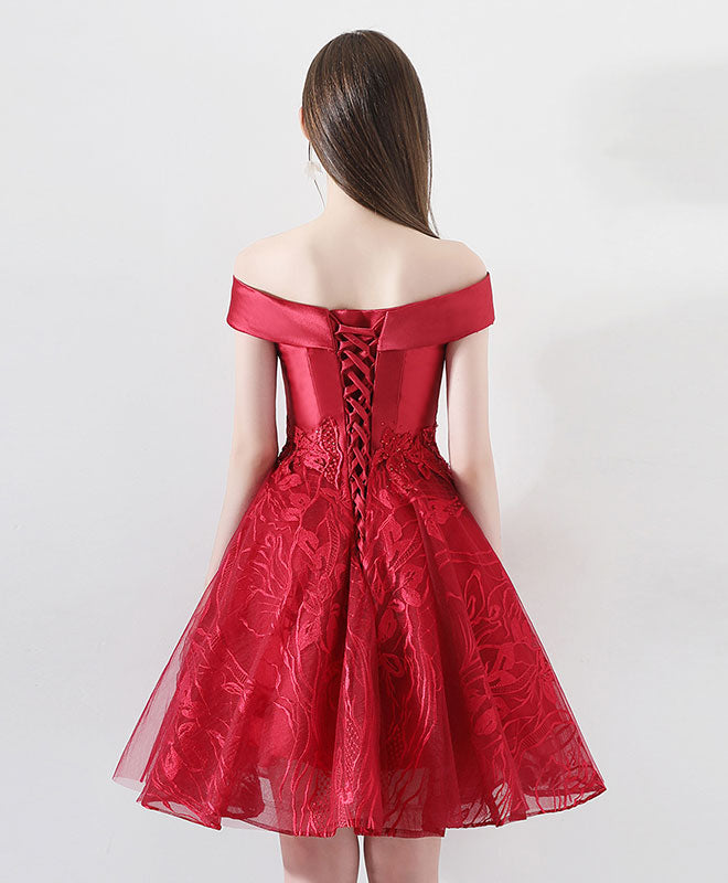 Elegant Burgundy Lace Tulle Short Prom Dress for Homecoming - Perfect for Dances, Parties & Special Occasions