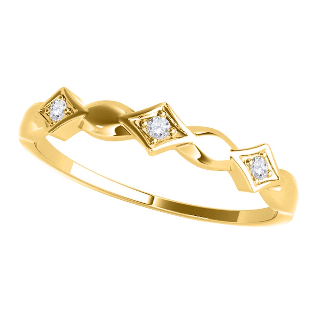 10K White Gold & Yellow Gold Three Stone Prong Set Diamond Wedding Band for Women - Perfect Valentine's Day, Anniversary, or Engagement Gift - Ideal for Proposals, Weddings, and Special Occasions