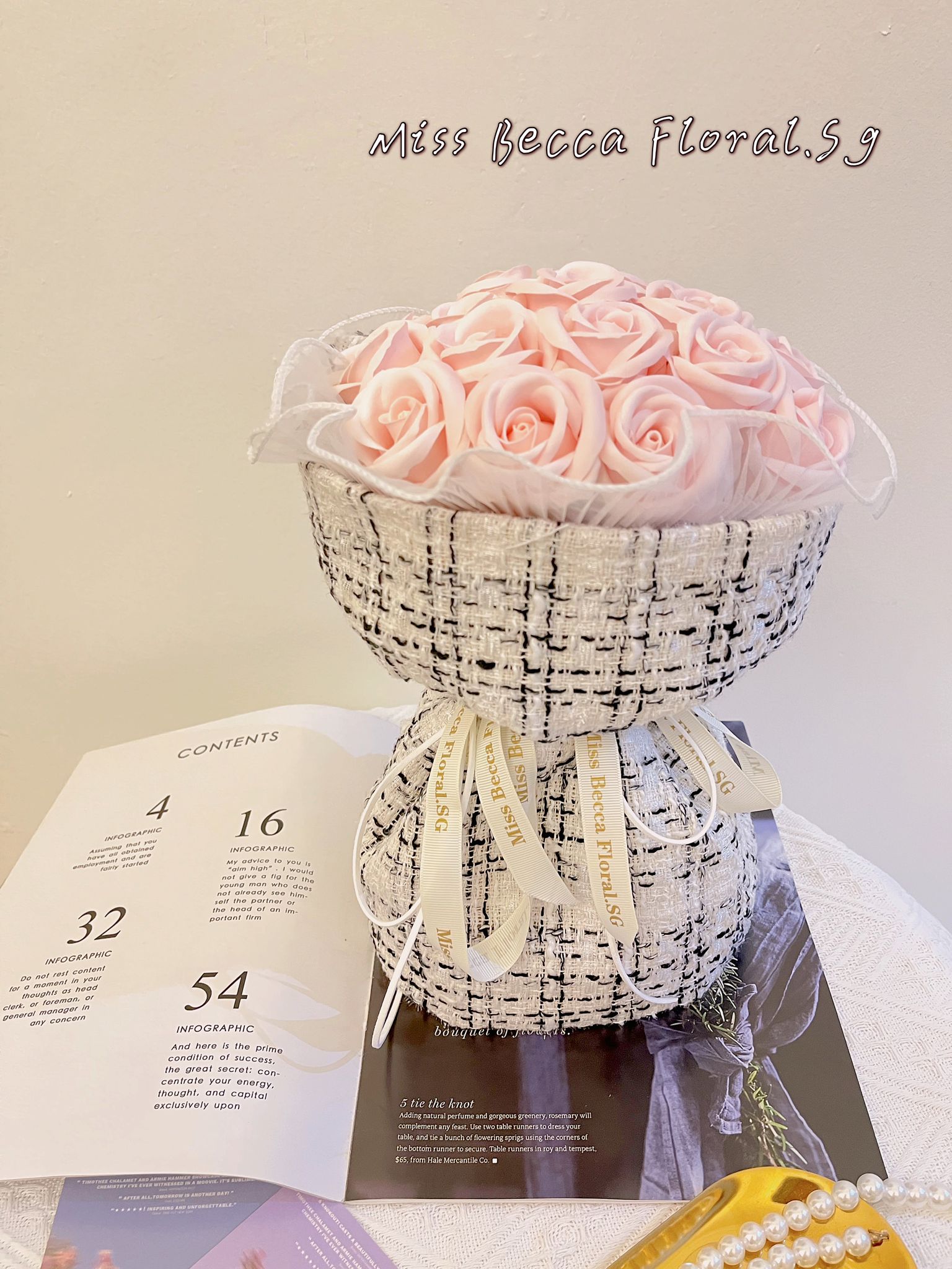 Pink Soap Rose Bouquet - Handmade Artificial Flower Arrangement for Wedding, Home Decor & Romantic Gifts | Perfect for Valentine's Day, Anniversary & Bridal Shower