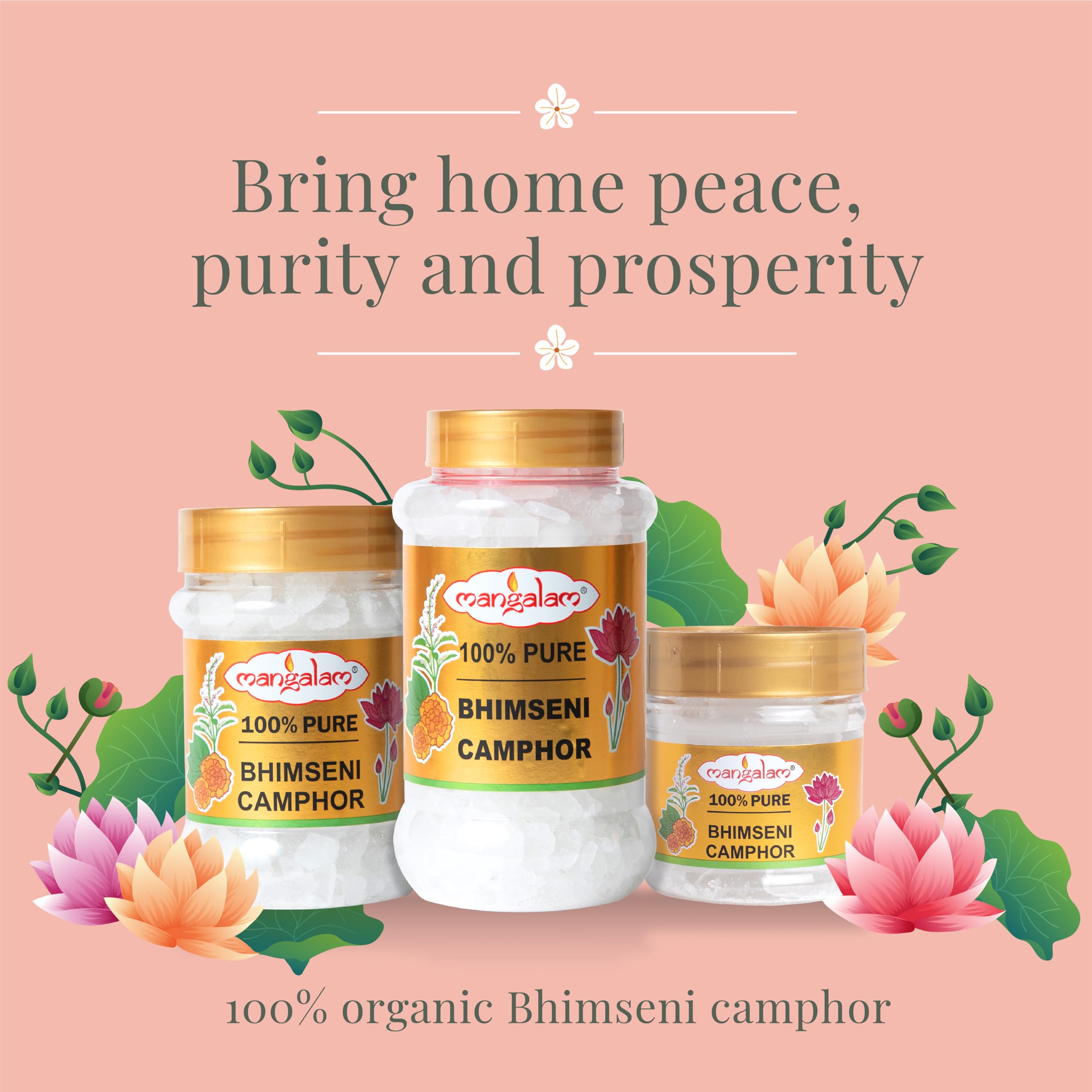Pure Bhimseni Sandalwood Camphor 100g - 100% Natural for Puja, Meditation & Aromatherapy | Long-Lasting Fragrance | Air Freshener for Home, Temple & Yoga Studio