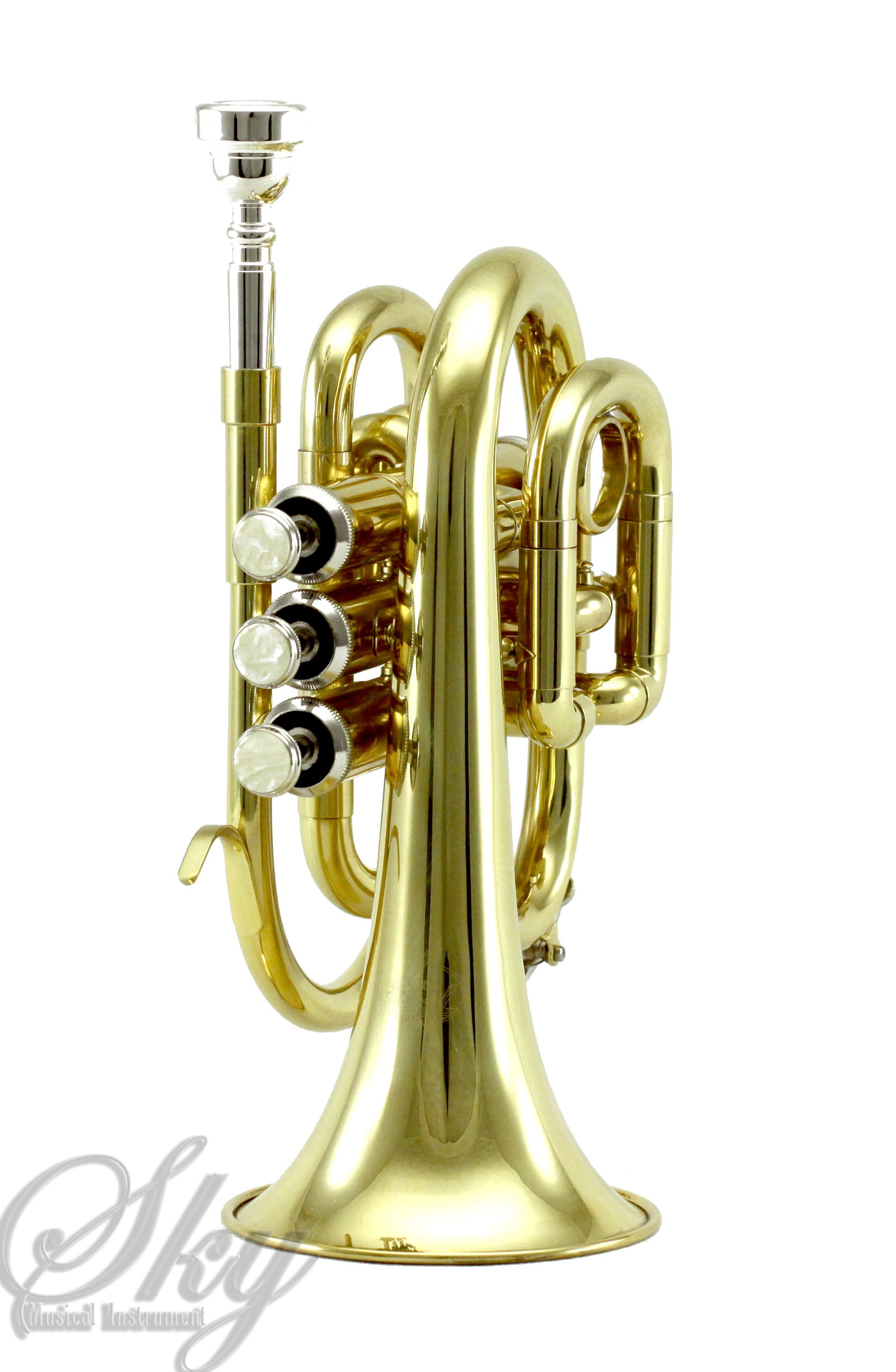 Professional Gold Plated Brass Bb Pocket Trumpet with Case - Sky Band Approved for Superior Sound Quality | Includes Cleaning Cloth, Gloves & Valve Oil | Perfect for Beginners, Students & Travel Musicians
