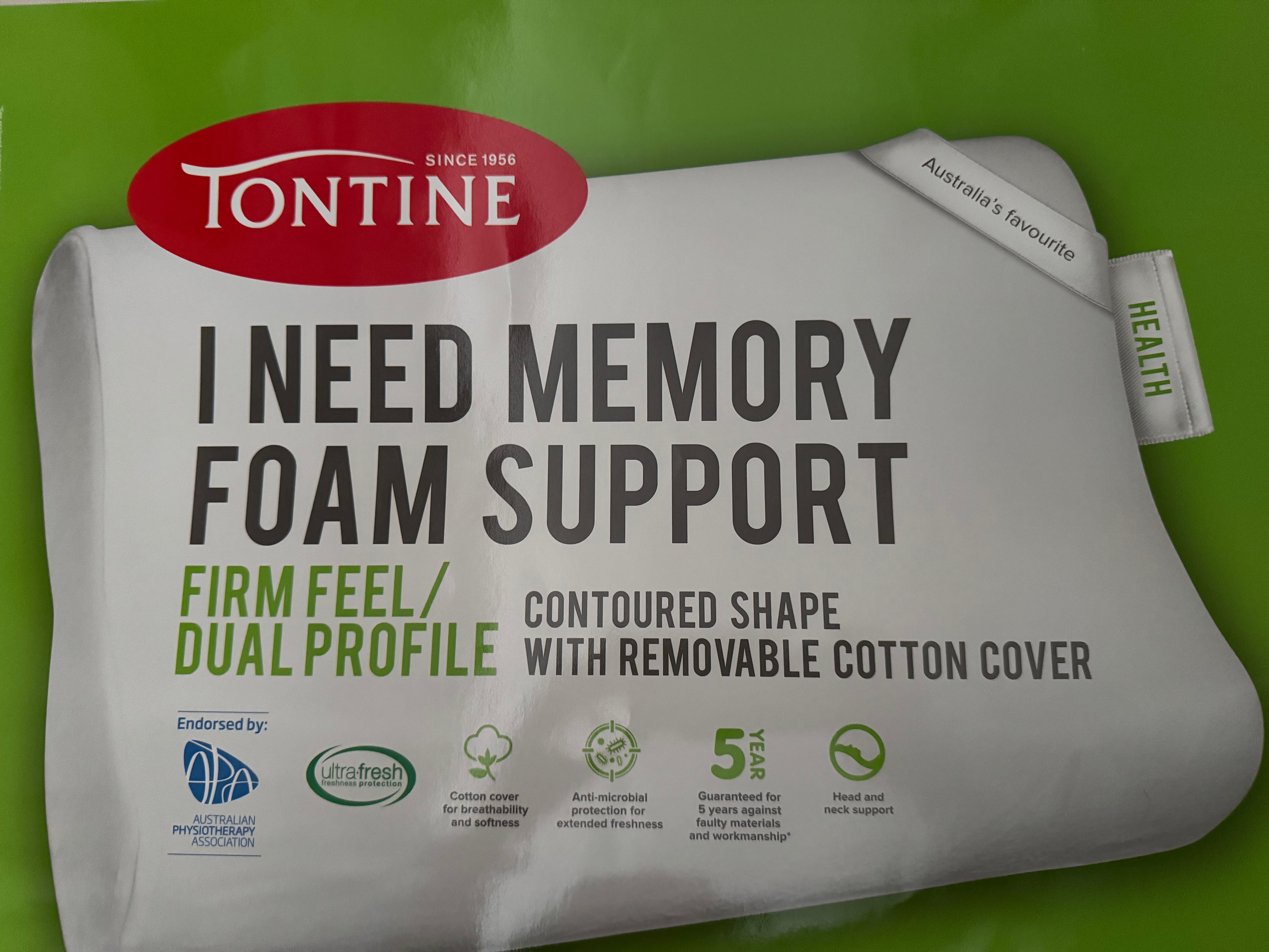 Tontine Memory Foam Support Pillow - Firm Feel & Dual Profile Contour for Neck Pain Relief - Perfect for Side & Back Sleepers, Travel & Home Use