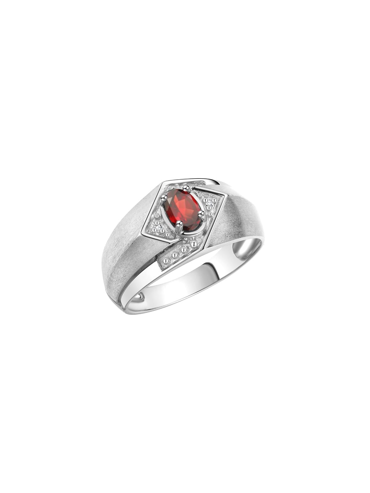 RYLOS Sterling Silver Men's Ring with 6X4MM Oval Gemstone & Genuine Diamonds - Garnet Birthstone Ring for Men (Sizes 8-13) - Perfect for Weddings, Anniversaries & Special Occasions