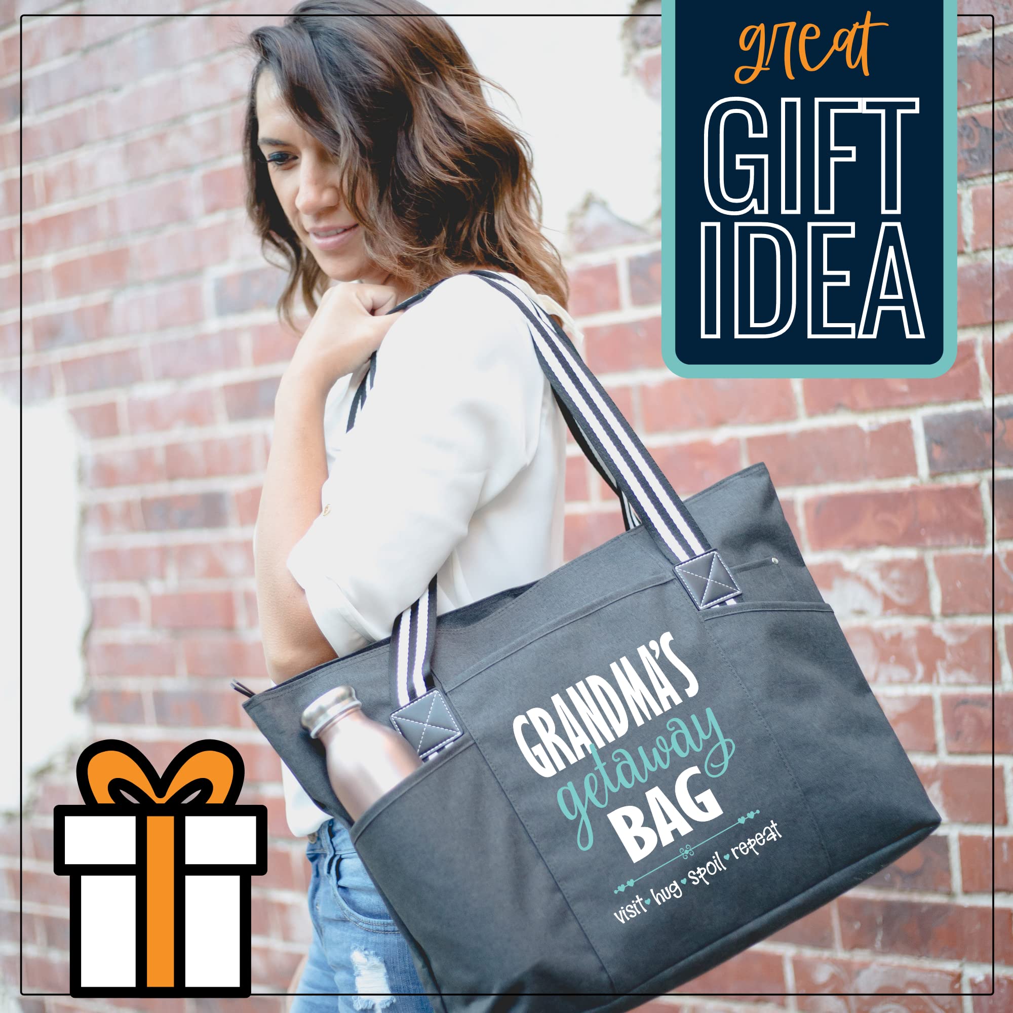 Durable Grandma Tote Bag with Zipper & Pocket - Perfect for Shopping & Daily Use