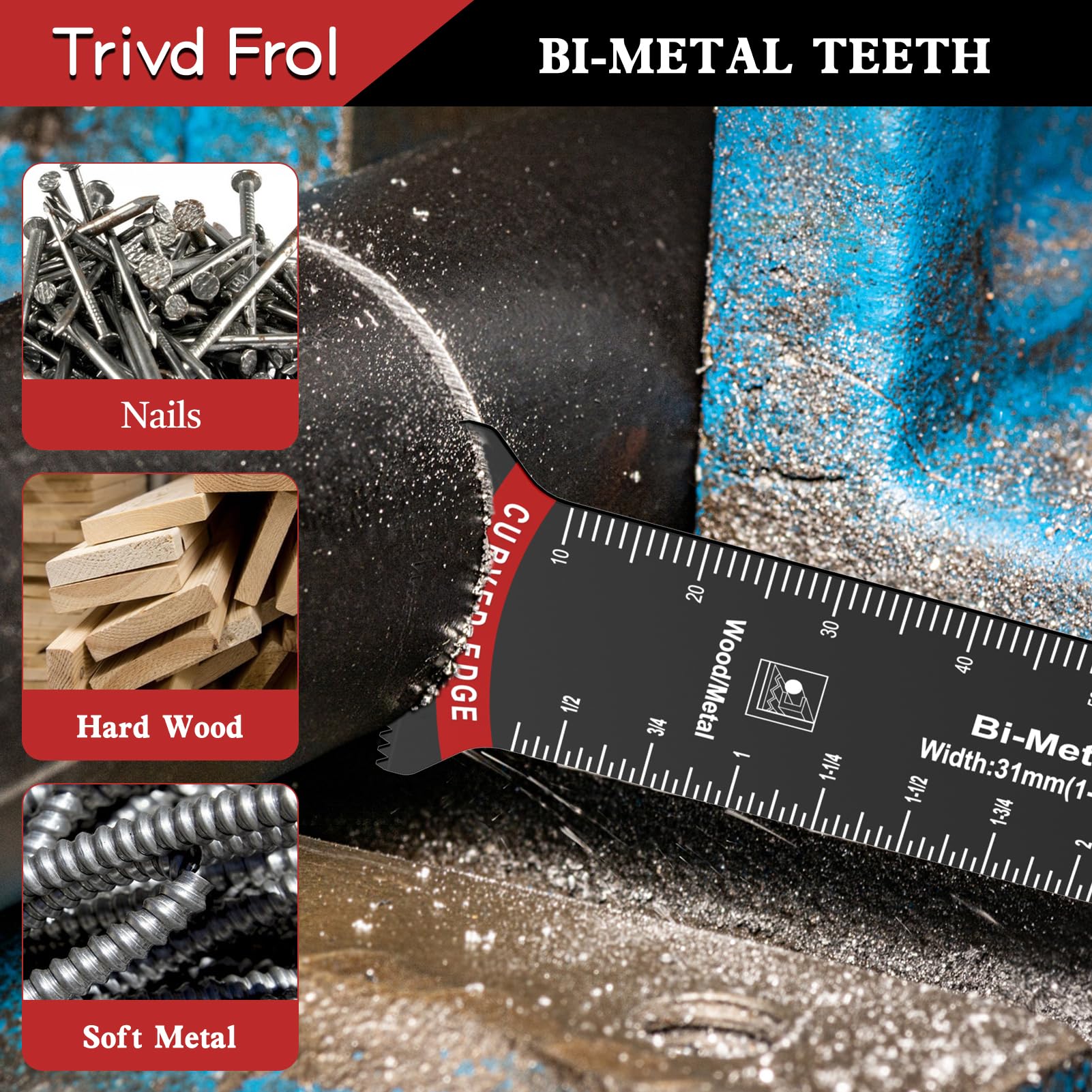 20-Piece Extra Long Oscillating Saw Blades Set - Bi-Metal Curved Edge with Japanese Teeth for Wood, Plastic, Nails & Metal Cutting - Compatible with DeWalt, Milwaukee, Bosch 70mm Multi-Tools - Perfect for DIY Projects, Home Renovation & Professional Construction Work