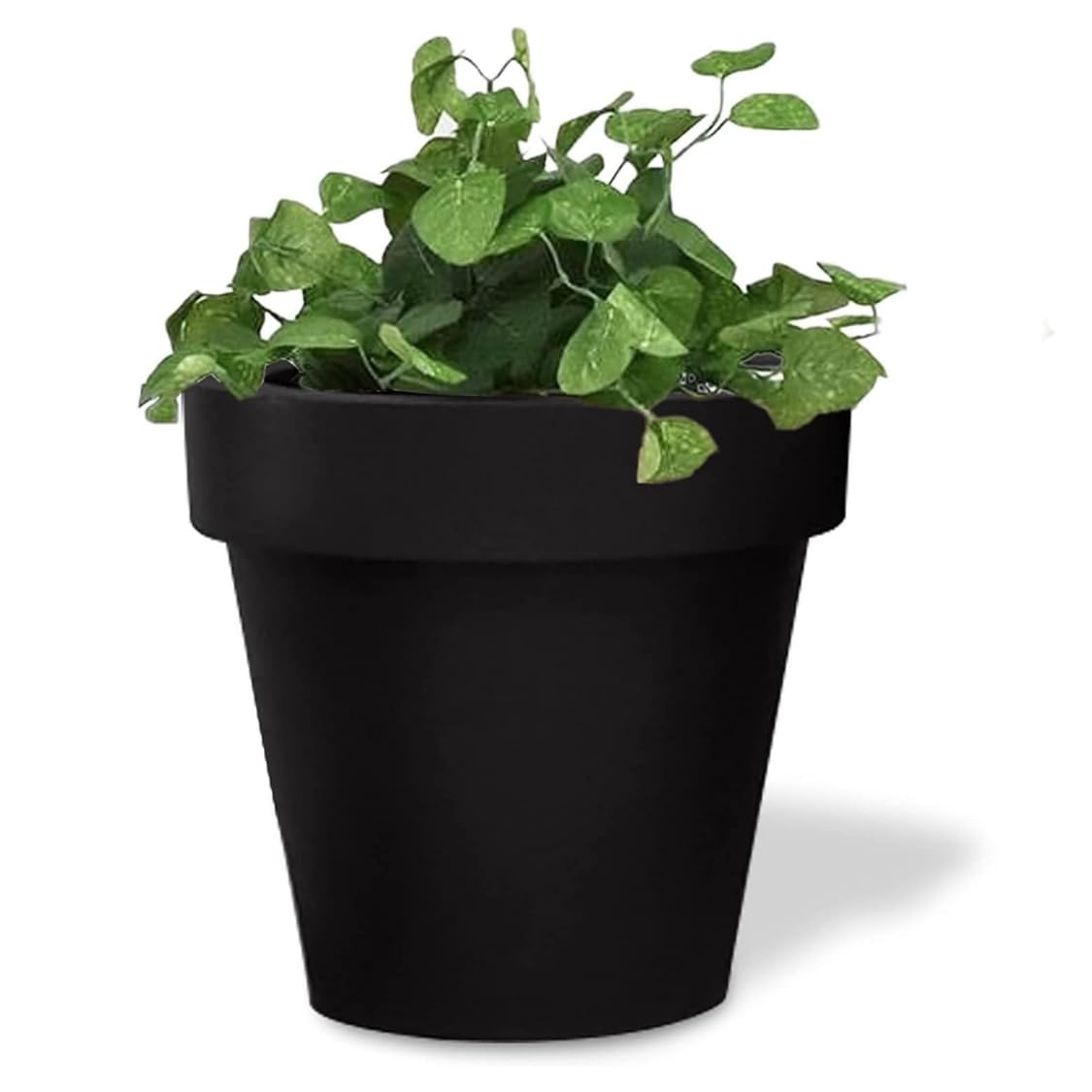 Elly Décor 12-inch Black Plastic Flower Pot with Drainage Hole - Lightweight & Durable Garden Planter for Indoor/Outdoor Plants - Classic Traditional Design (12