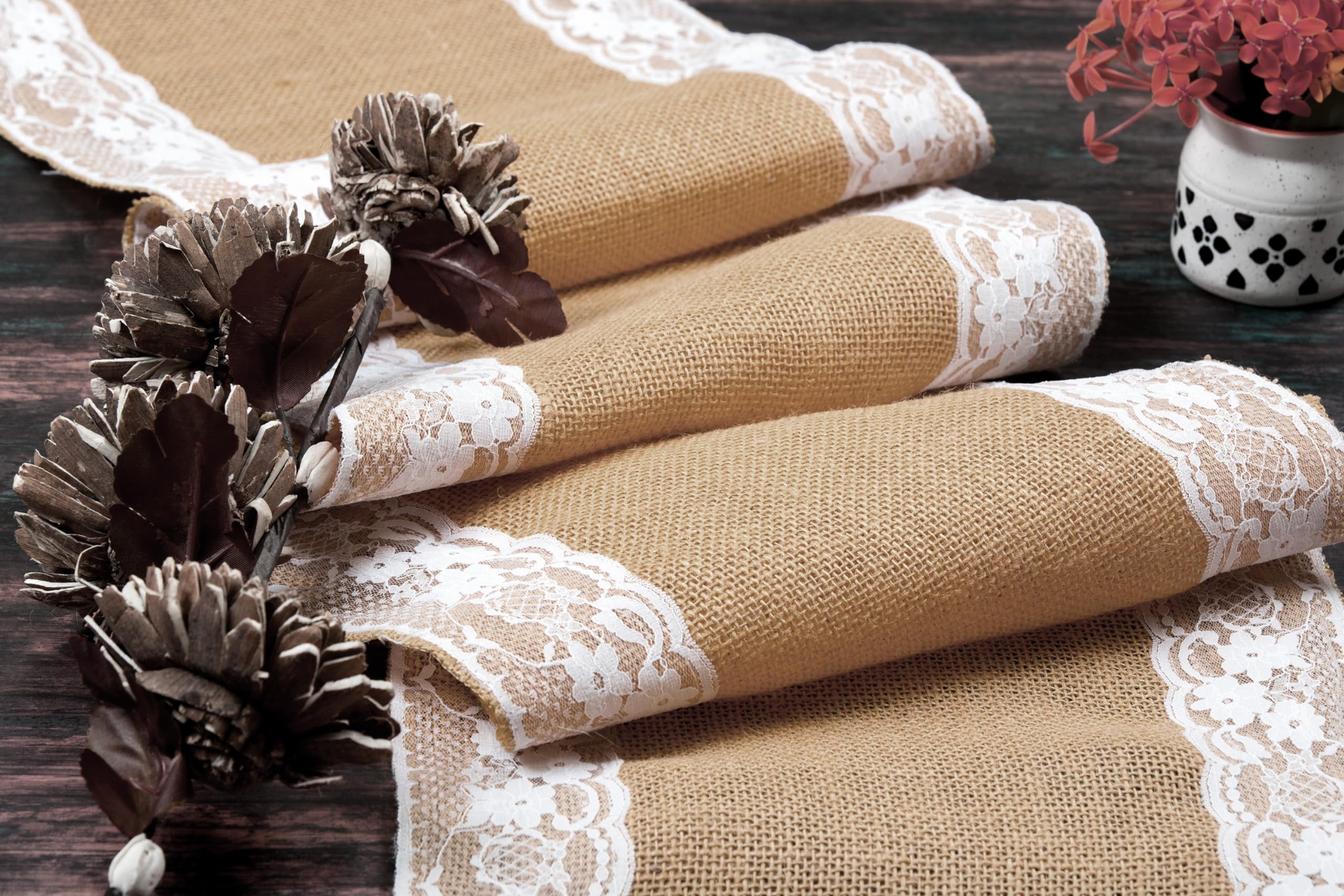 20-Pack 100% Natural Burlap Table Runners 12