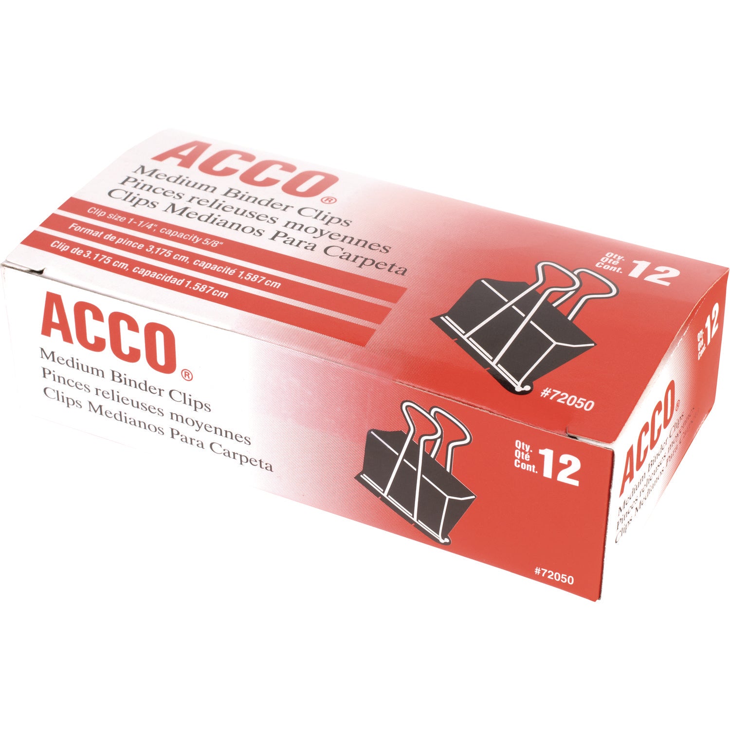 ACCO Medium Black/Silver Binder Clips - 12 Pack (1 Dozen) for Office Documents, School Papers & Home Organization