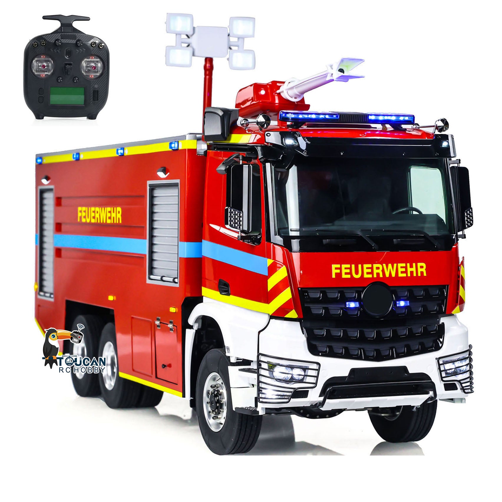 1/14 Scale RC Fire Fighting Truck 6x6 Metal Chassis Remote Control Fire Engine RTR Model Car with 2-Speed Transmission - Ready to Run, Assembled & Painted for Collectors and RC Enthusiasts (Perfect for Emergency Simulation and Off-Road Adventure Play)