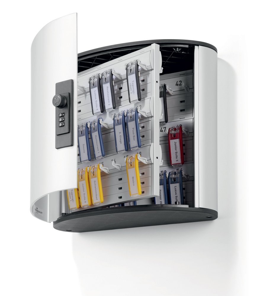 54-Key Wall Mount Key Cabinet with Combination Lock - Brushed Aluminum (11 x 11.75 x 4.625 Inches) - Secure Key Storage for Home, Office & Commercial Use