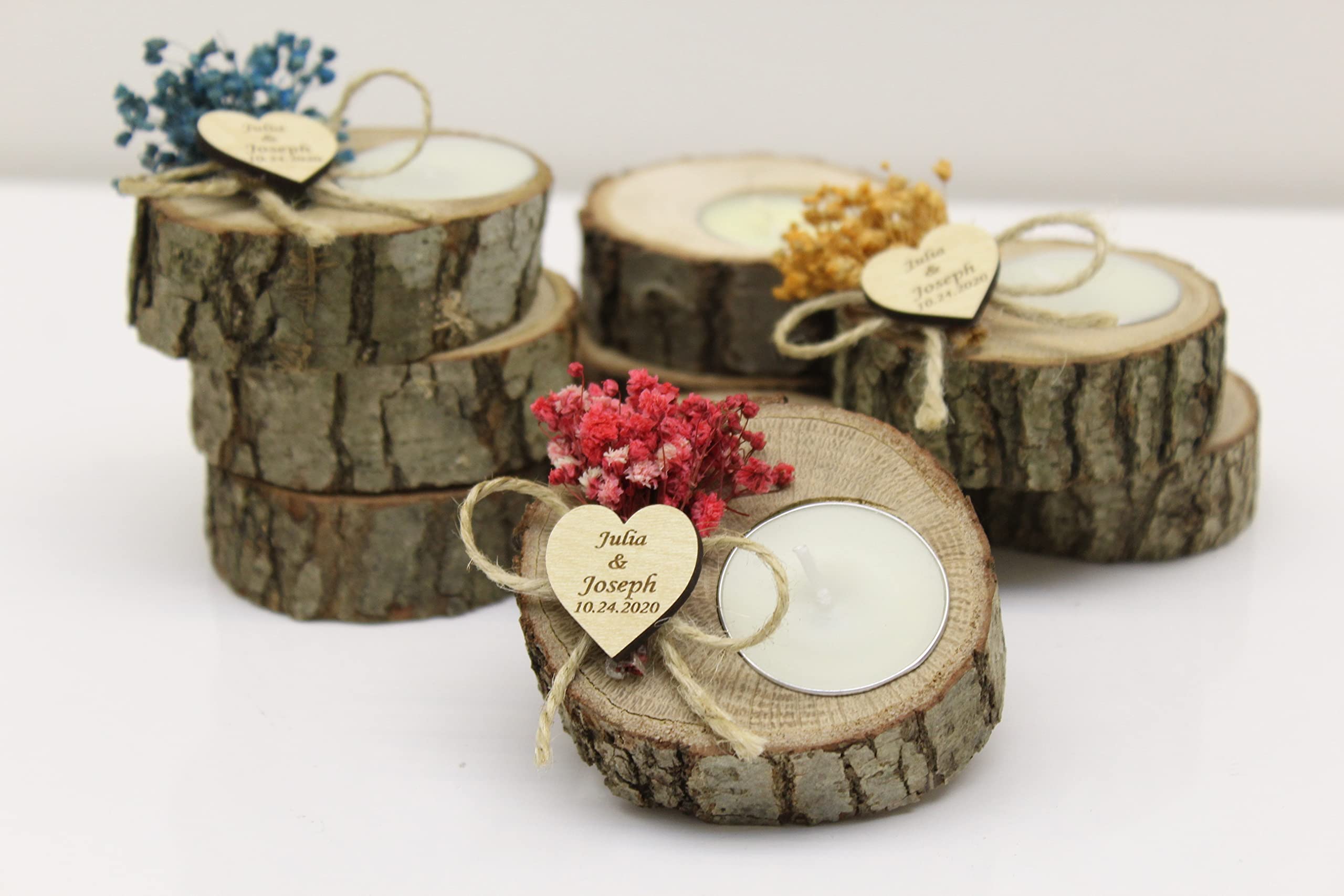 100-Piece Rustic Wood Tealight Candle Holders Bulk Set - Personalized Wedding Favors, Bridal Shower Gifts & Funeral Memorials - Perfect for Wedding Guest Gifts, Home Decor, and Romantic Ambiance Lighting