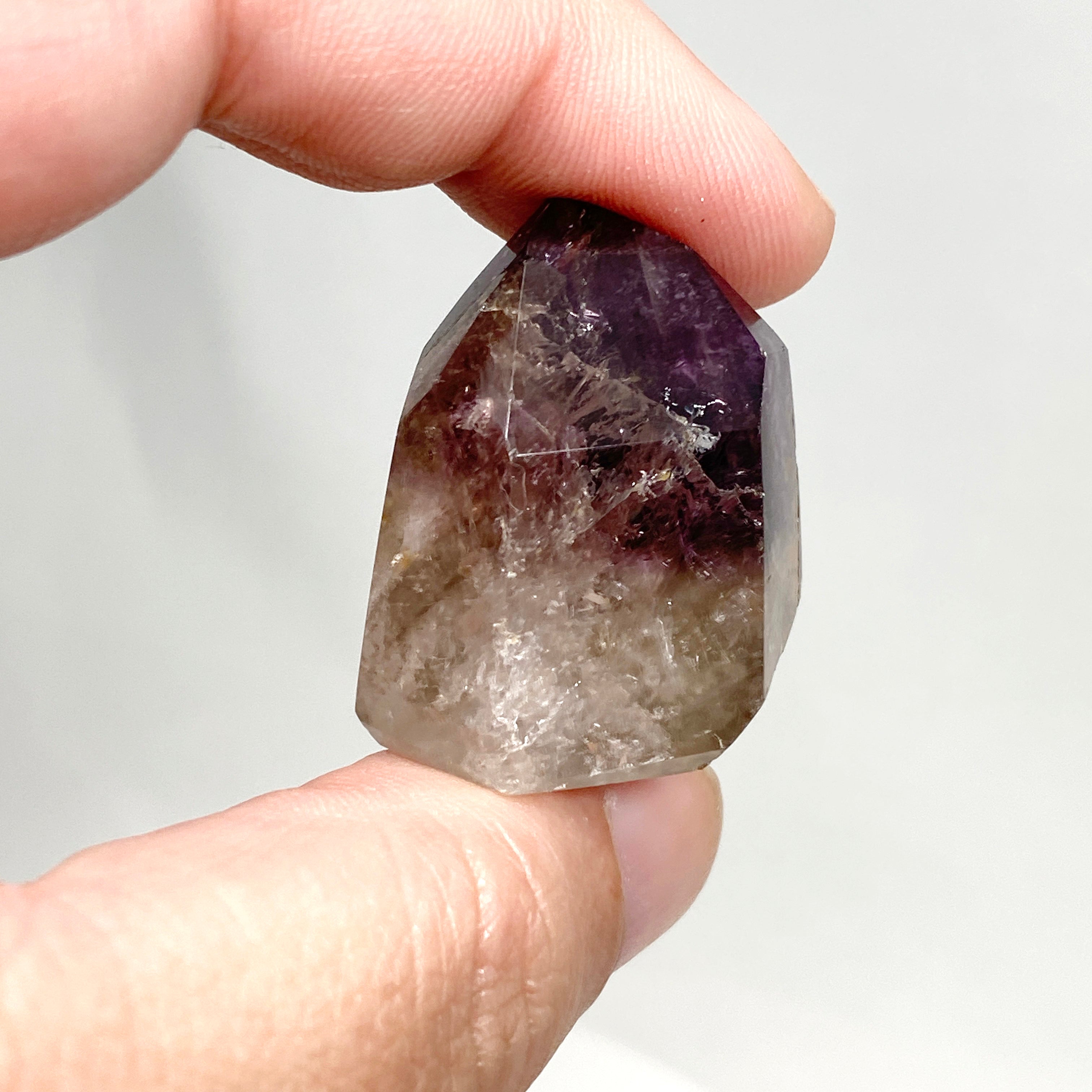 Natural Smokey Amethyst & Clear Quartz Crystal Point - Healing Stones for Meditation, Reiki, and Home Decor (CR3450)