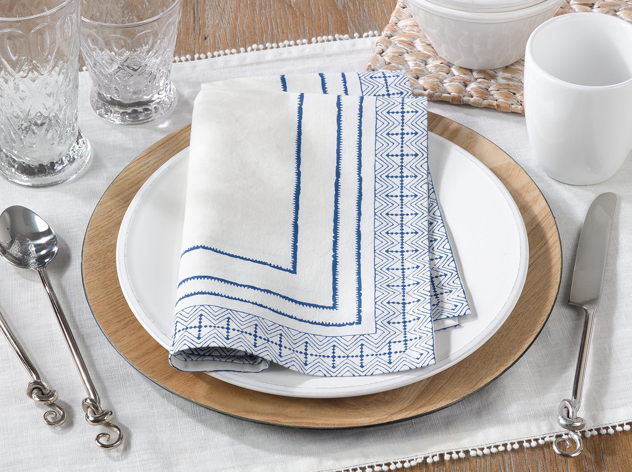 Handmade Block Print Cotton Napkins Set of 4 - Premium Quality Eco-Friendly Table Linens for Dinner Parties, Weddings & Home Decor