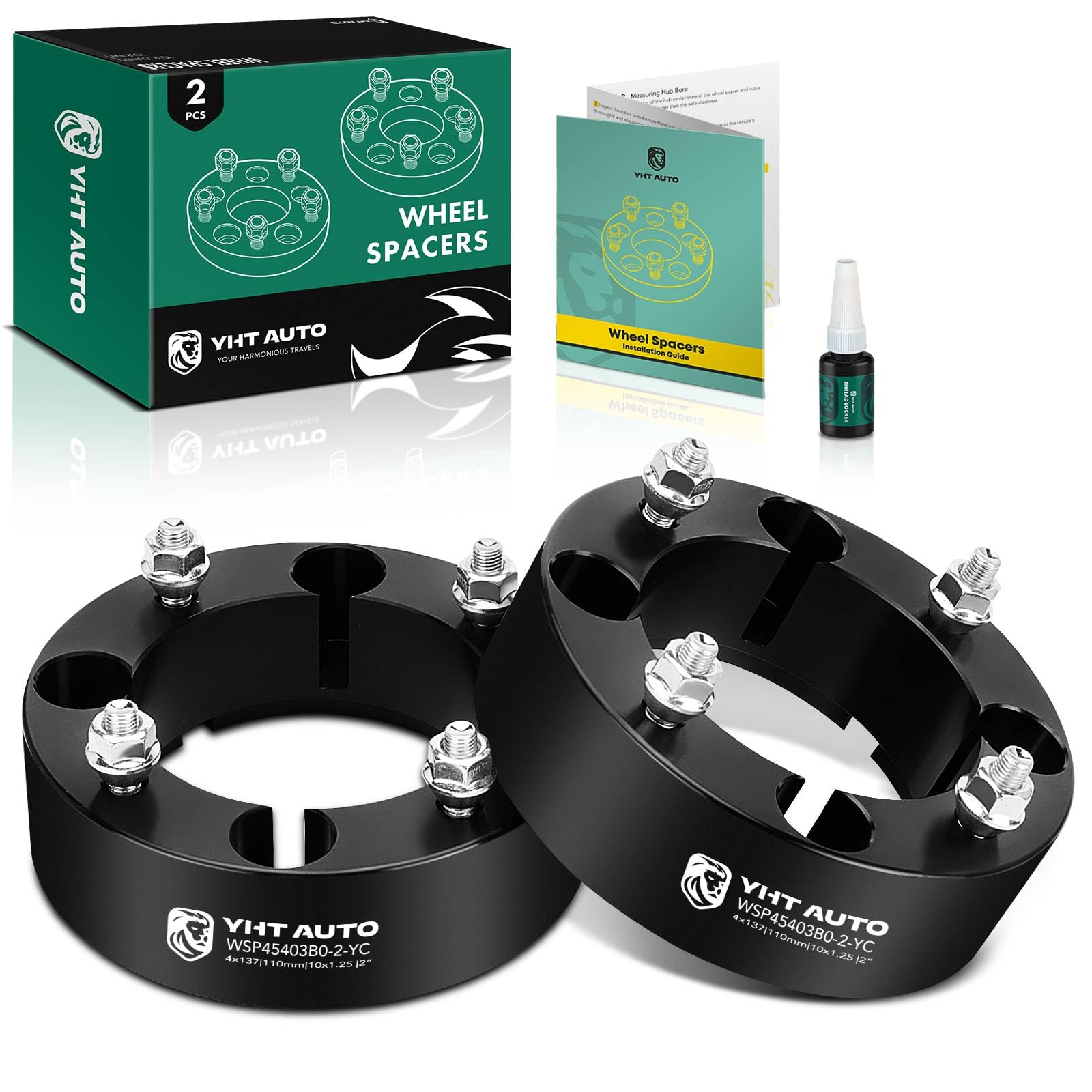 YHTAUTO 2 Inch 4x137mm ATV Wheel Spacers with M10 x 1.25 Threads & 110mm Hub Bore - Compatible with Bombardier, Can-Am, Kawasaki, Suzuki ATVs (Outlander, Commander, Bayou, Brute Force, Mule, Prairie) - 4 Lug Tire Spacers for Enhanced Stability & Off-Road Performance