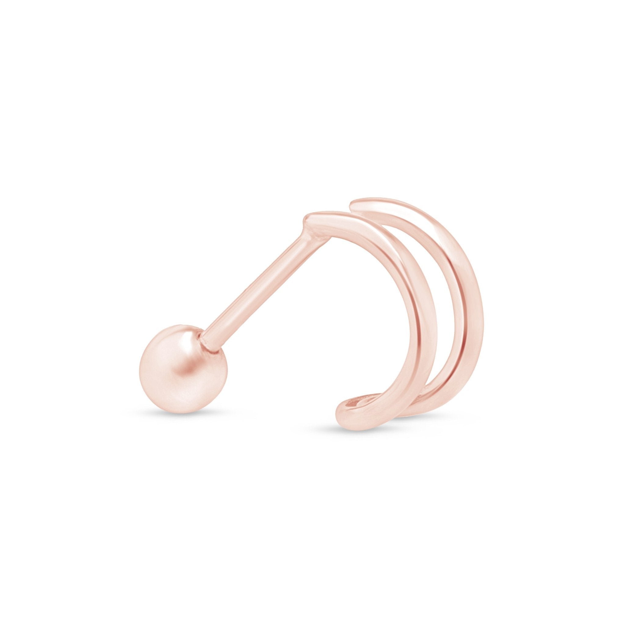 14k Rose Gold Double Hoop Illusion Ear Cuff Earrings - Elegant Cartilage Earrings for Women, Perfect for Parties, Weddings & Everyday Wear