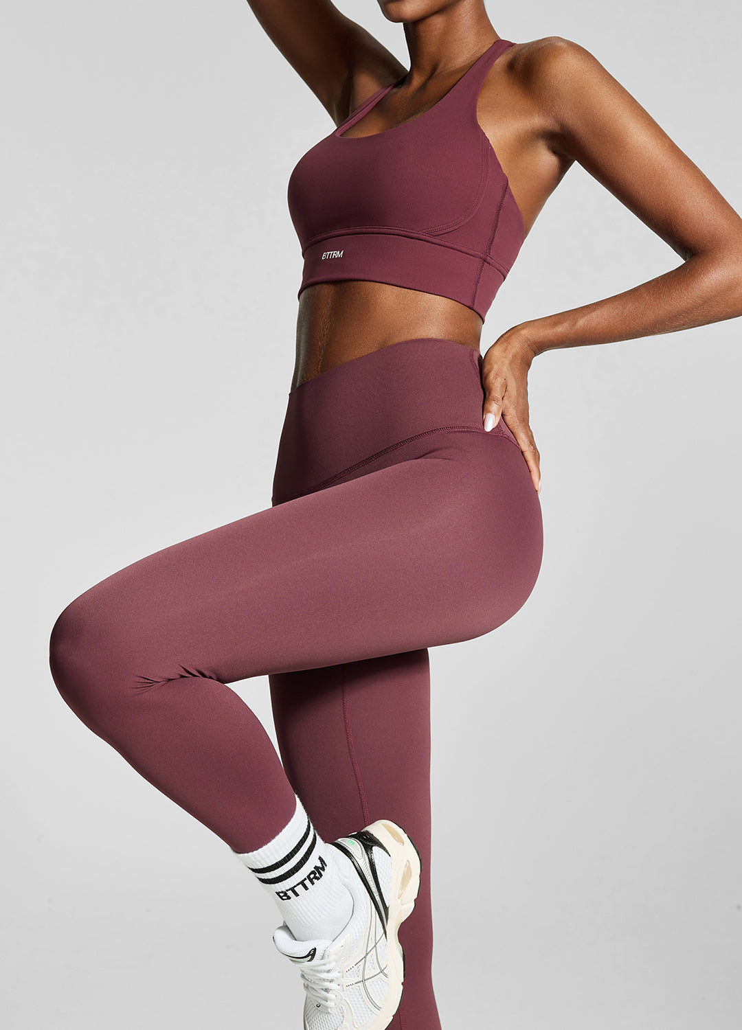 Burgundy High Waist Leggings for Women - Comfortable & Stretchy Workout Yoga Pants - Perfect for Gym, Running, and Lounge Wear