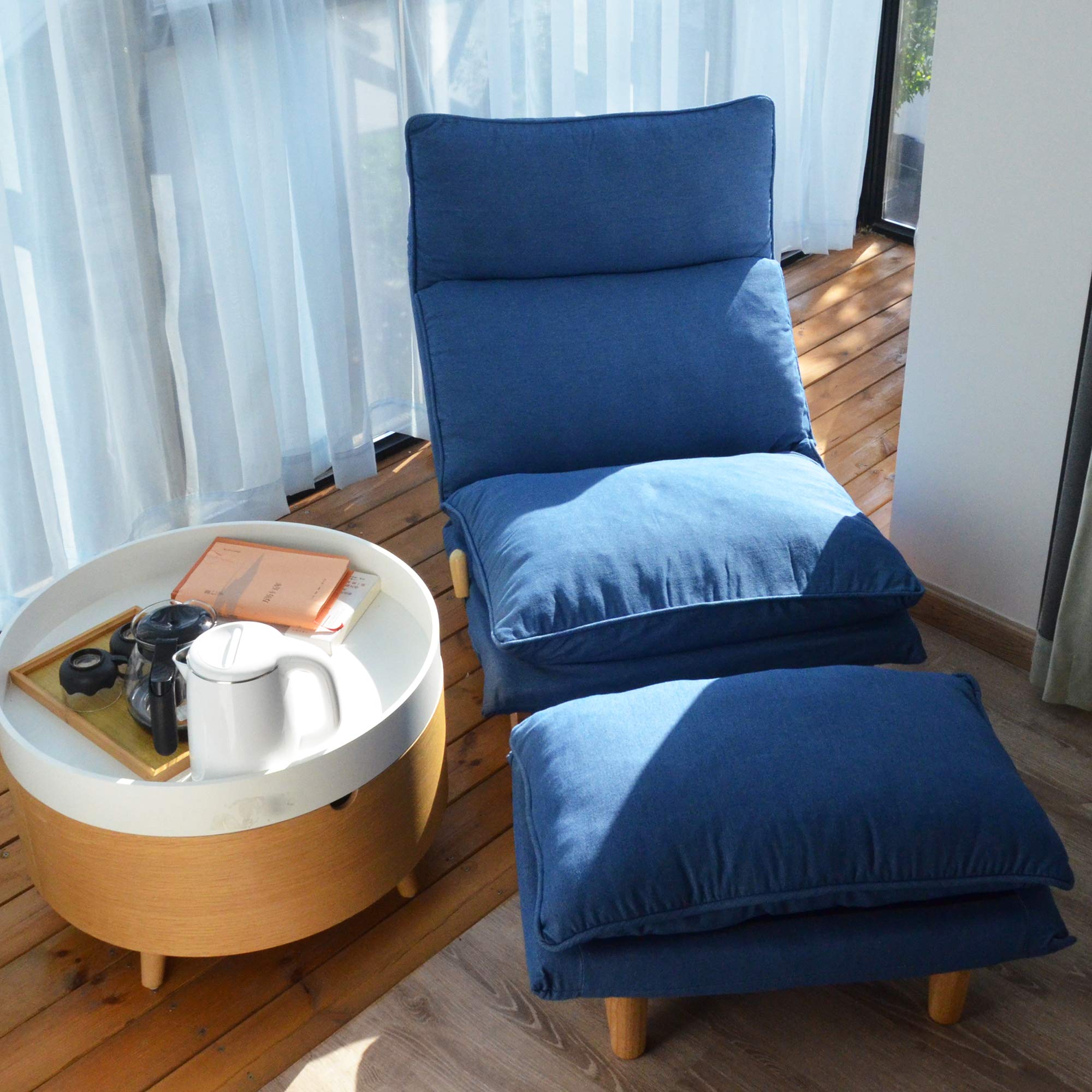Foldable Reclining Lounge Chair - Adjustable Lazy Sofa for Bedroom, Balcony & Patio | Comfortable Leisure Single Sofa Chair for Reading, Napping & Relaxing