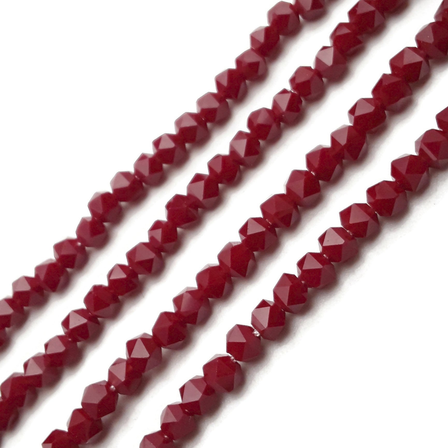 6mm Dark Red Crystal Glass Faceted Star Cut Beads - 15.5 Inch Strand for Jewelry Making, DIY Crafts & Gift Wrapping | Premium Quality Beading Supplies for Necklaces, Bracelets & Home Decor