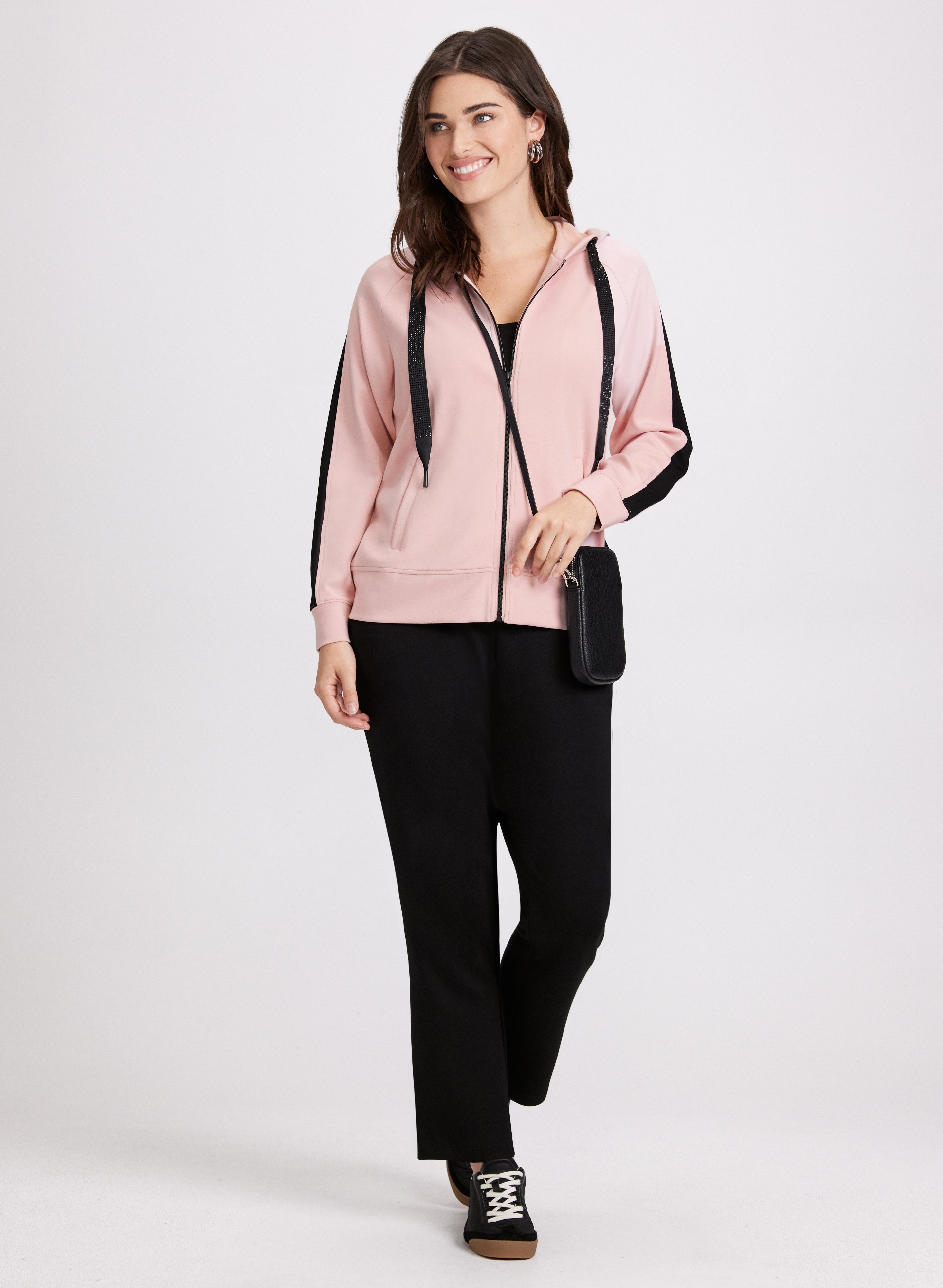 Stylish Contrast Stripe Zip Up Top for Women - Trendy Casual & Athletic Wear - Perfect for Gym, Running, and Everyday Outfits