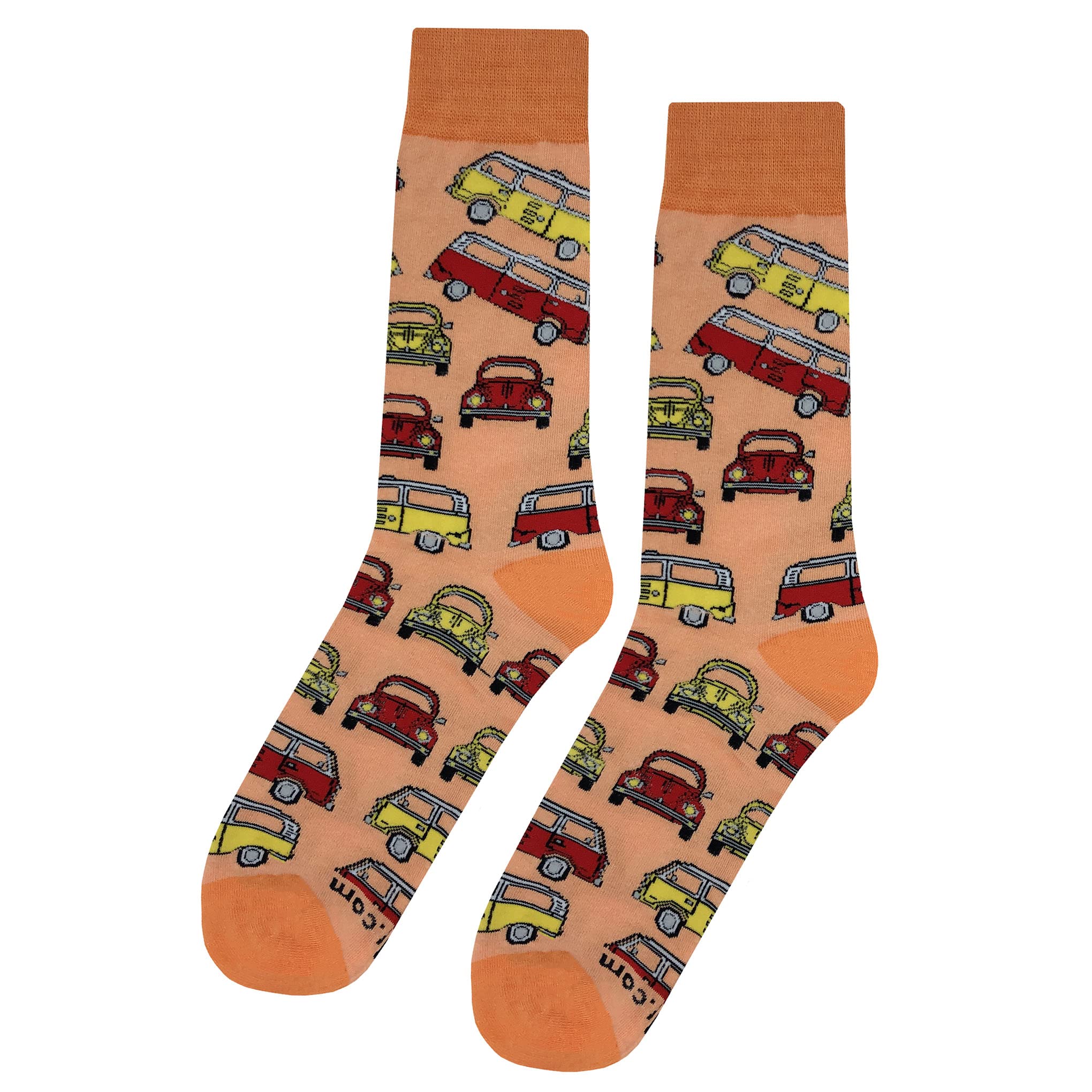 Funny Novelty VW Frenzy Dress Socks for Men - Colorful Crazy Fun Design, Cotton Crew Socks Size 8-12 - Perfect Gift for Car Enthusiasts & Casual Wear