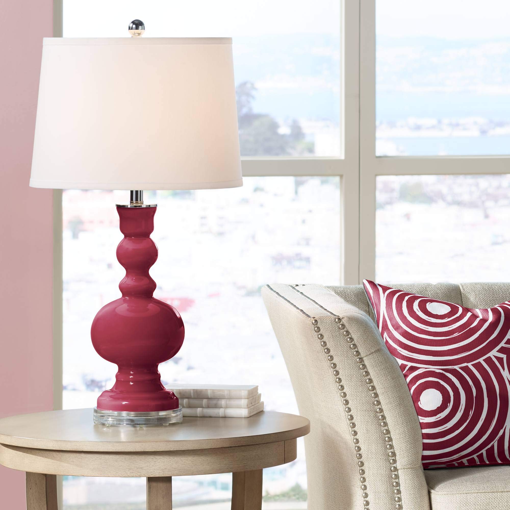 Vintage Red Apothecary Table Lamp with Adjustable Brightness - Classic Pharmacy Style Desk Light for Home Office, Bedroom Nightstand, and Living Room Decor