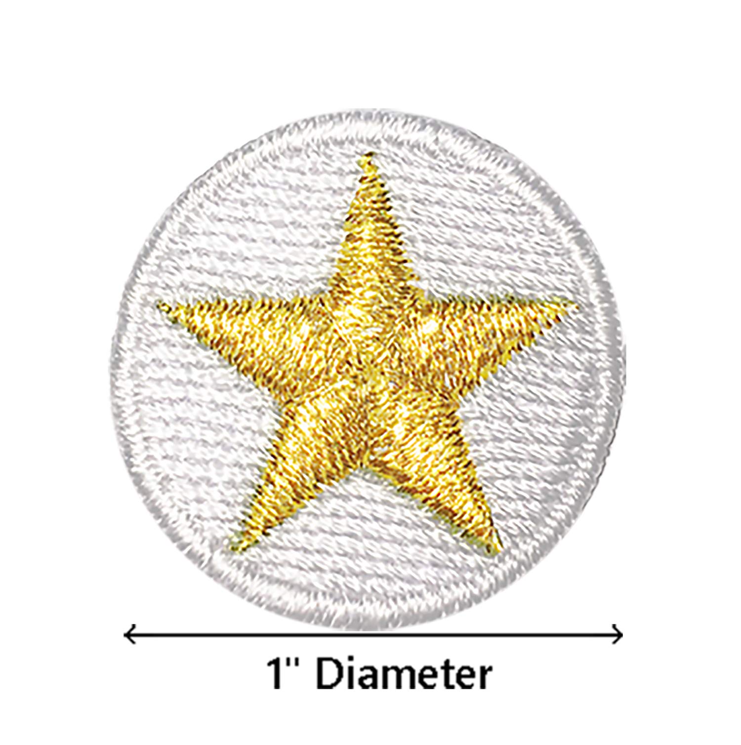 10 Pack 1'' Gold Star Iron On Embroidered Patches - Premium Gold & White Motivational Reward Badges for Scouts, Students & Teachers - Perfect for Uniforms, Jackets & Backpacks