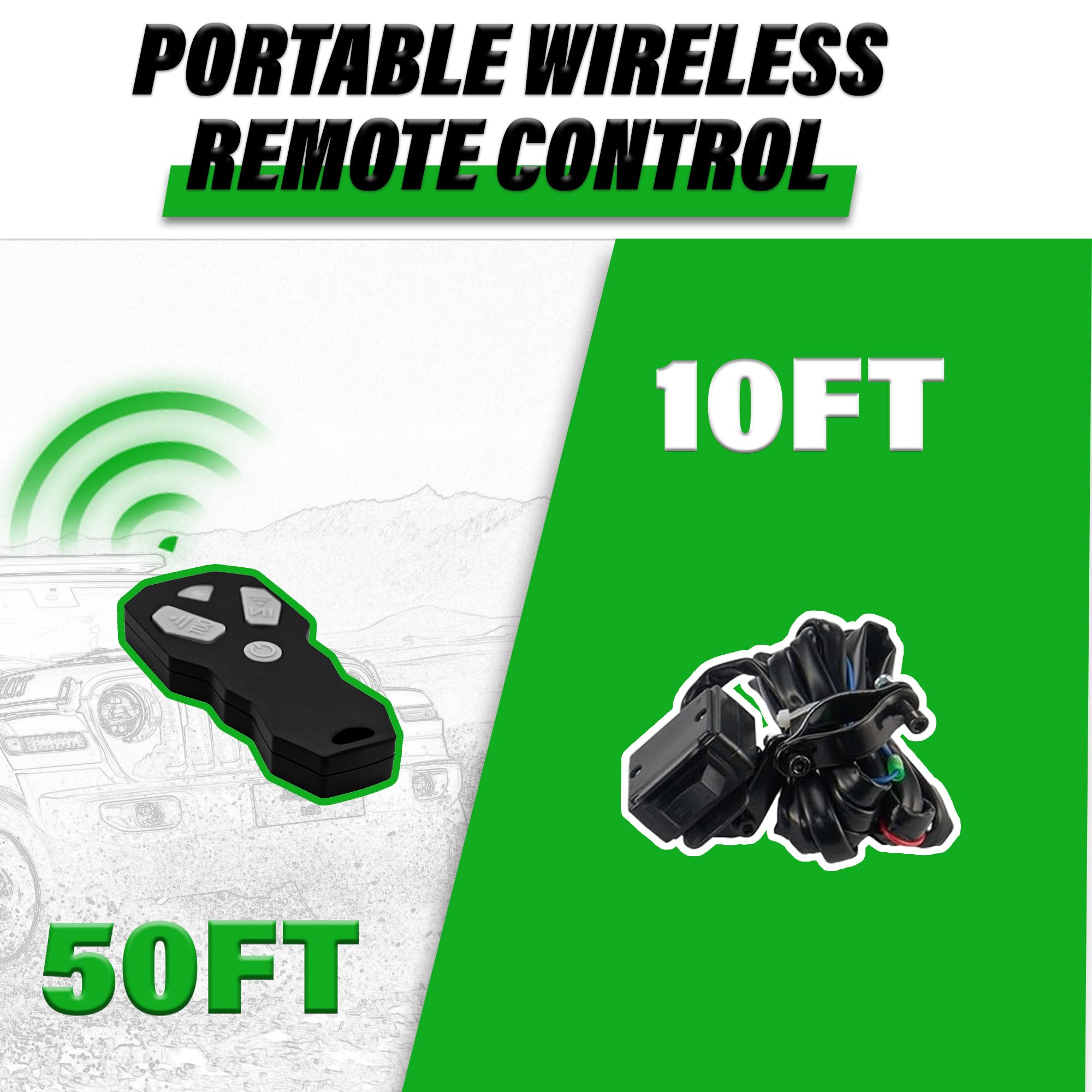 TYT 6500 lb UTV Winch Kit - 12V DC Electric Trailer Winch with Wireless Remote & Wired Switch, 1/4