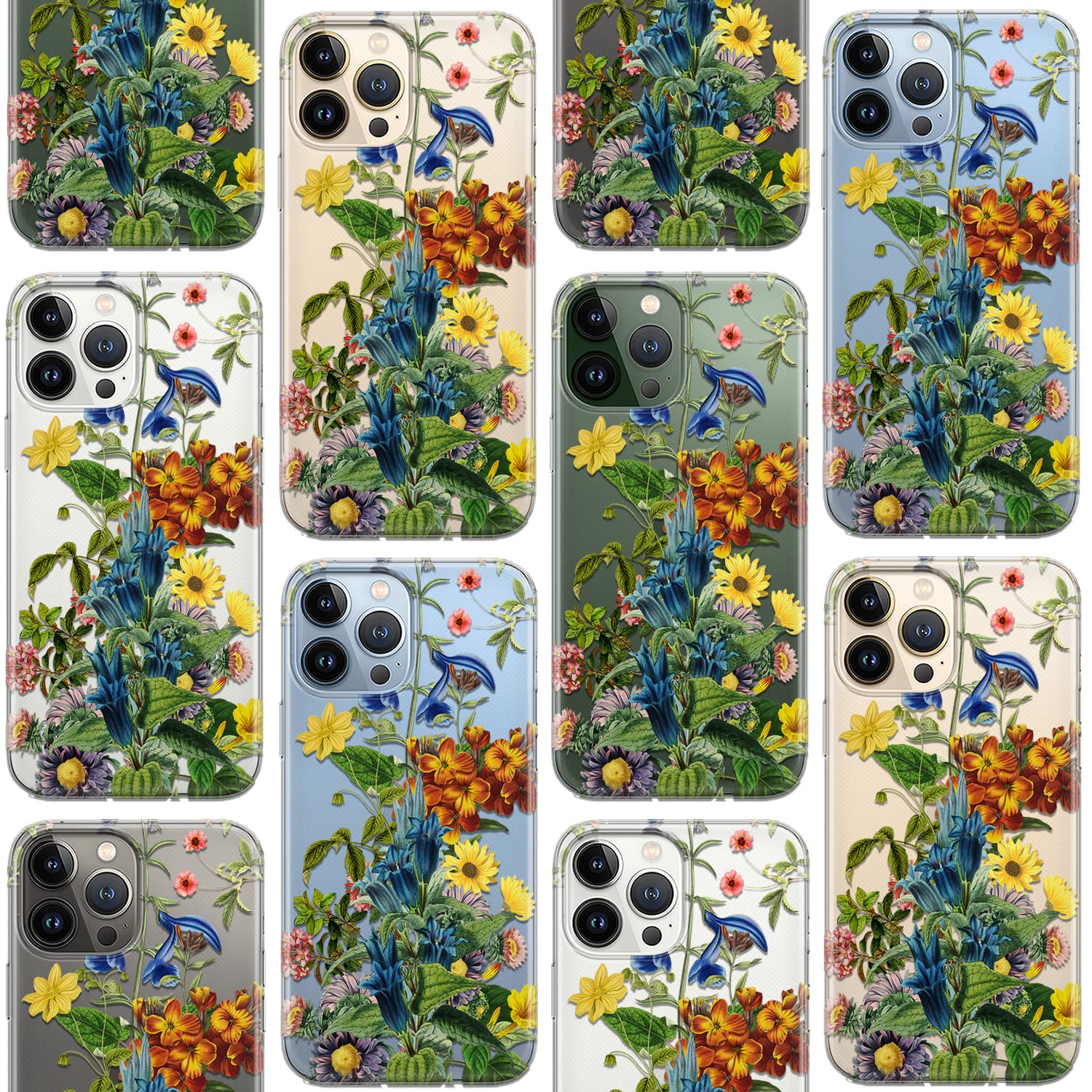 Shockproof Floral Phone Case for iPhone 15 Plus/14/13 Pro Max/12 Mini/SE/11/Xr/Xs/8/7 - Flexible TPU Bumper Cover with Wild Flower Design - Perfect for Summer Outdoors, Travel & Daily Protection