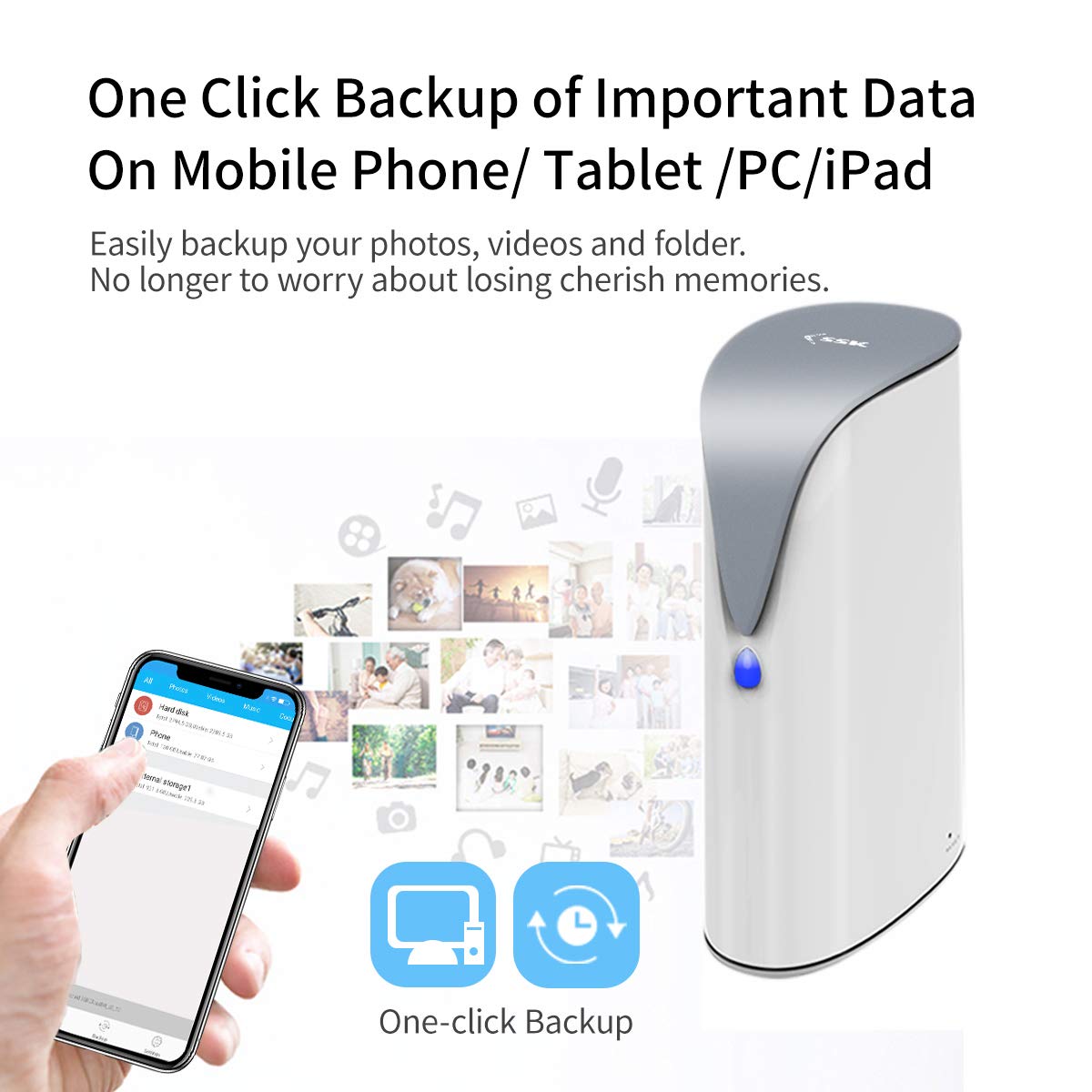 SSK 4TB Personal Cloud NAS Storage - Wireless Remote Access Network Attached Storage for Home & Office with Included 4TB HDD | Auto Backup for Phones, Tablets & Laptops | Wired Ethernet Connection | Perfect for Data Backup, Media Streaming & File Sharing